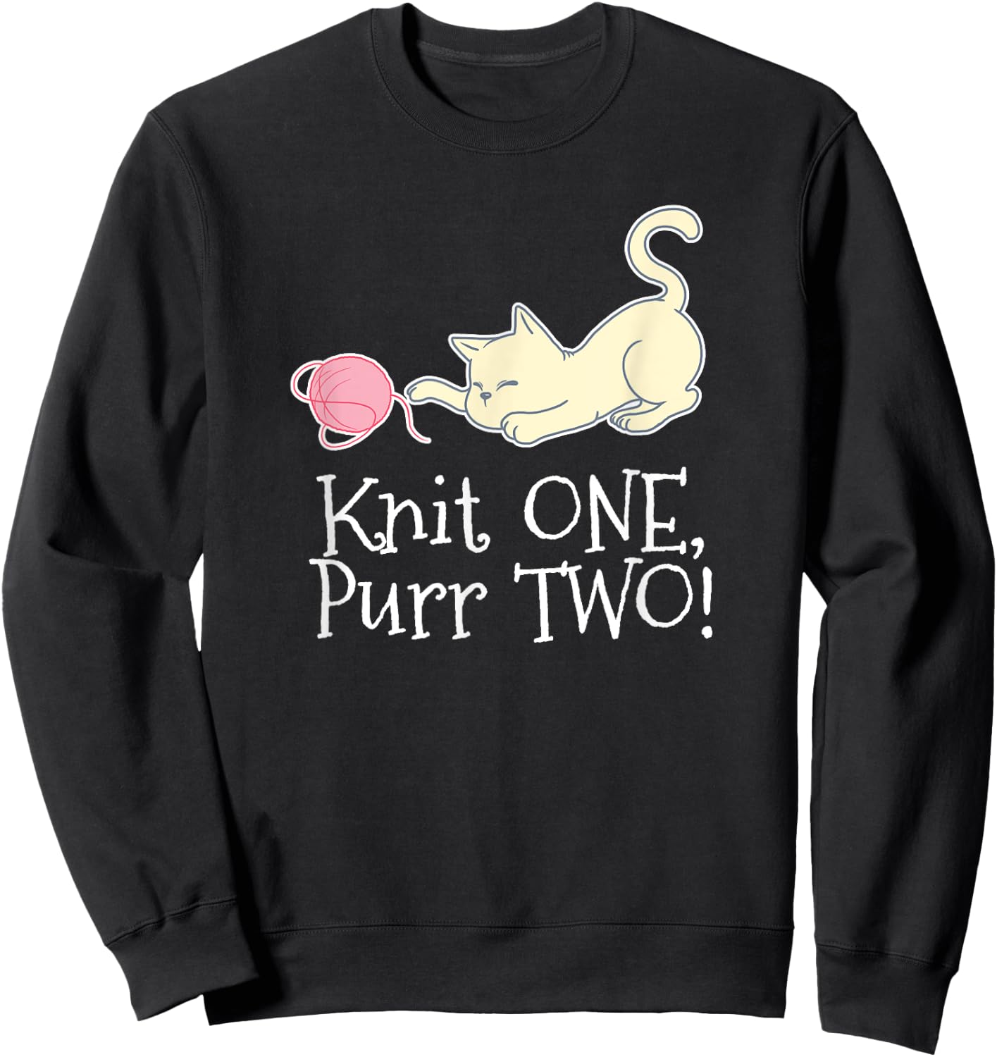 Knit One Purr Two Cat Lover Yarn Crocheting Women Sweatshirt - Sweatshirt | Black