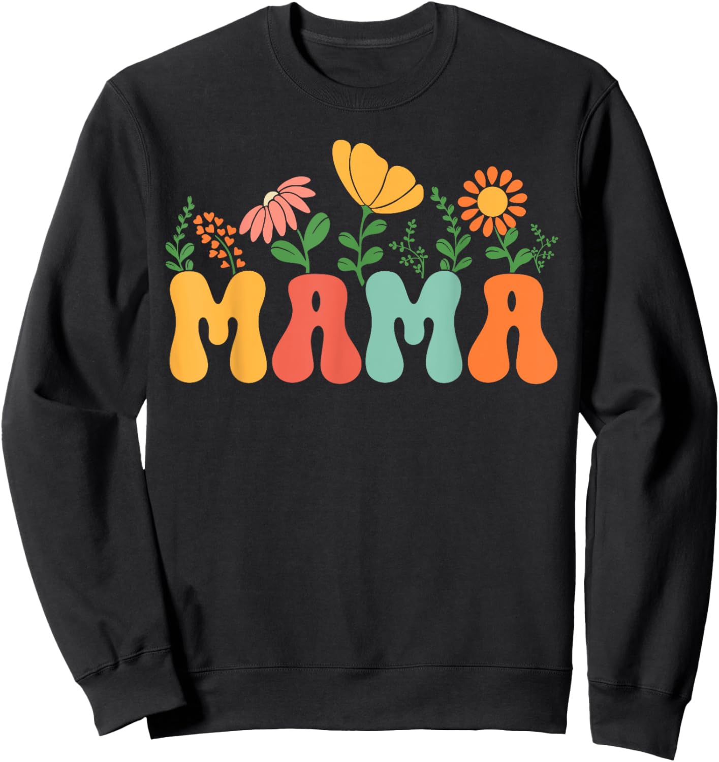 Floral Mama Shirt Mothers Day Gardener Mama Flowers Cute Sweatshirt - Sweatshirt | Black