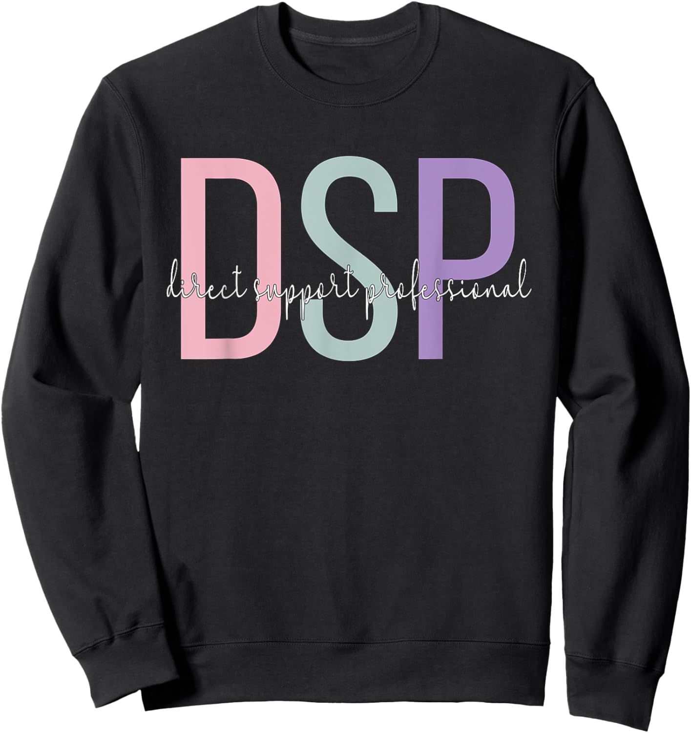 DSP Cute Direct Support Professional Black Women's Classic Fit Modern Classic Round Collar Lace Embellishment Sweatshirt - Sweatshirt | Black