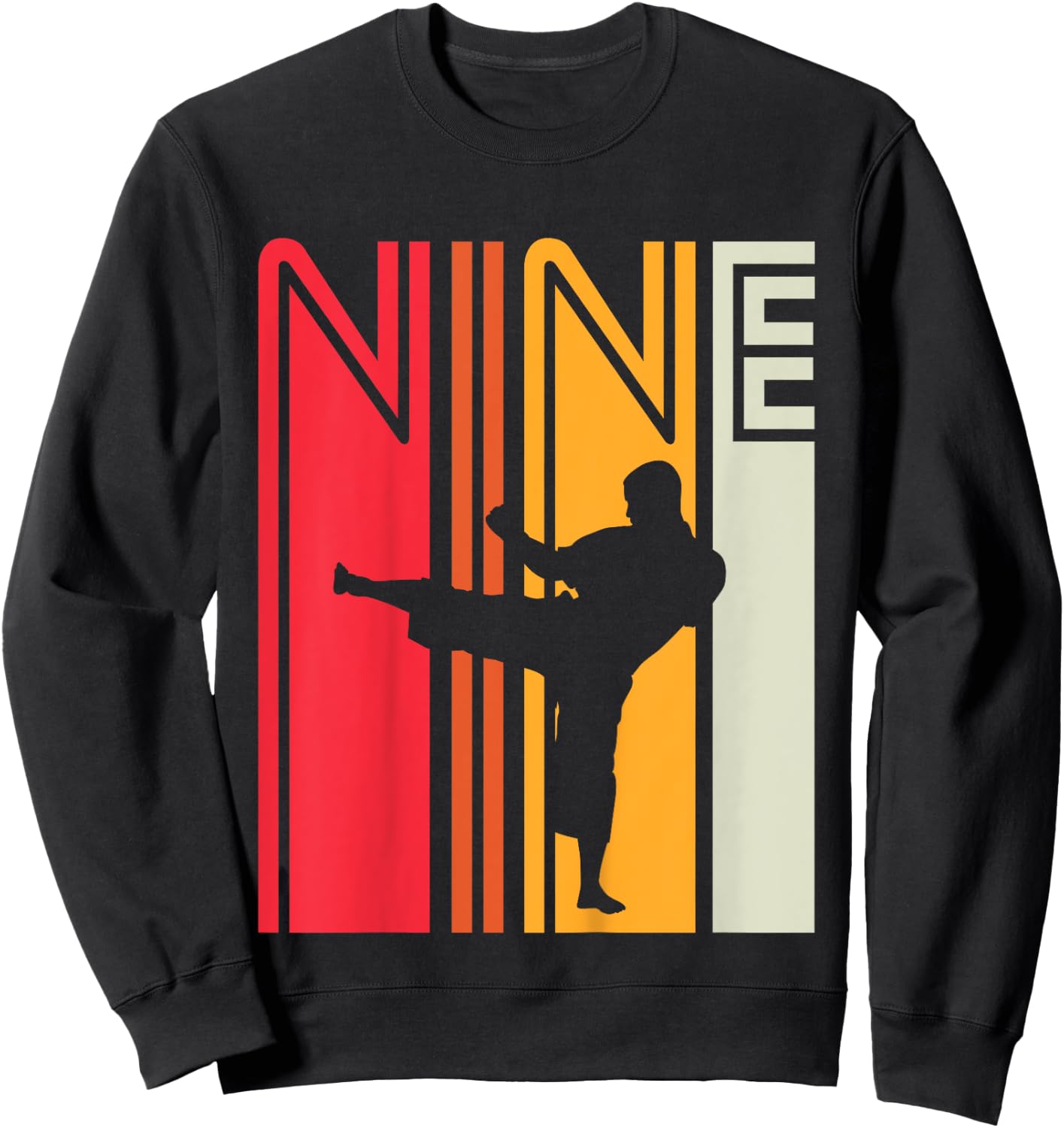 Kids 9th Birthday Gift Karate Retro Taekwondo Martial Arts Boys Sweatshirt - Sweatshirt | Black