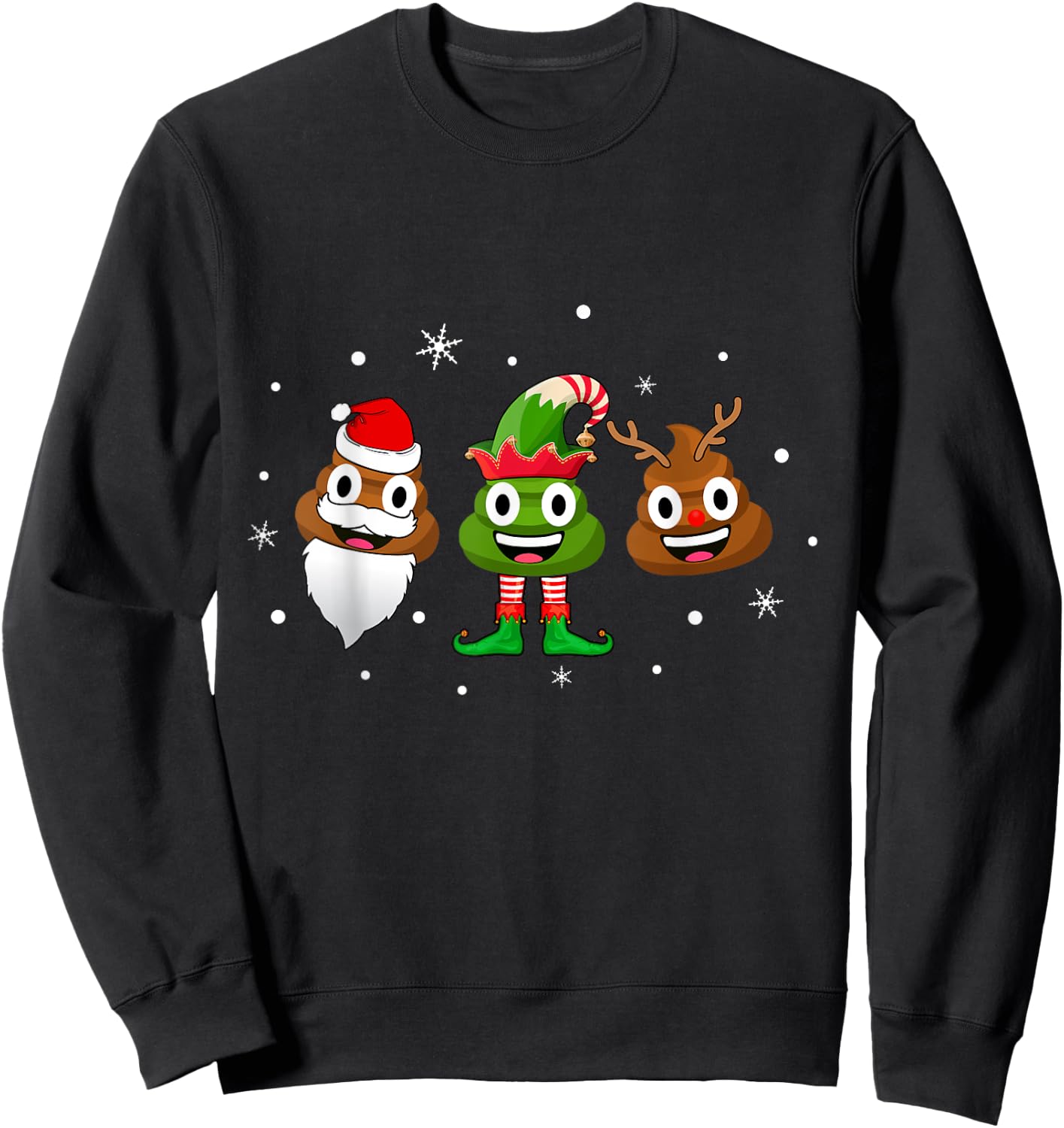 Funny Poop Santa Elf Reindeer Christmas Pajama Gift Sweatshirt - Sweatshirt | Black