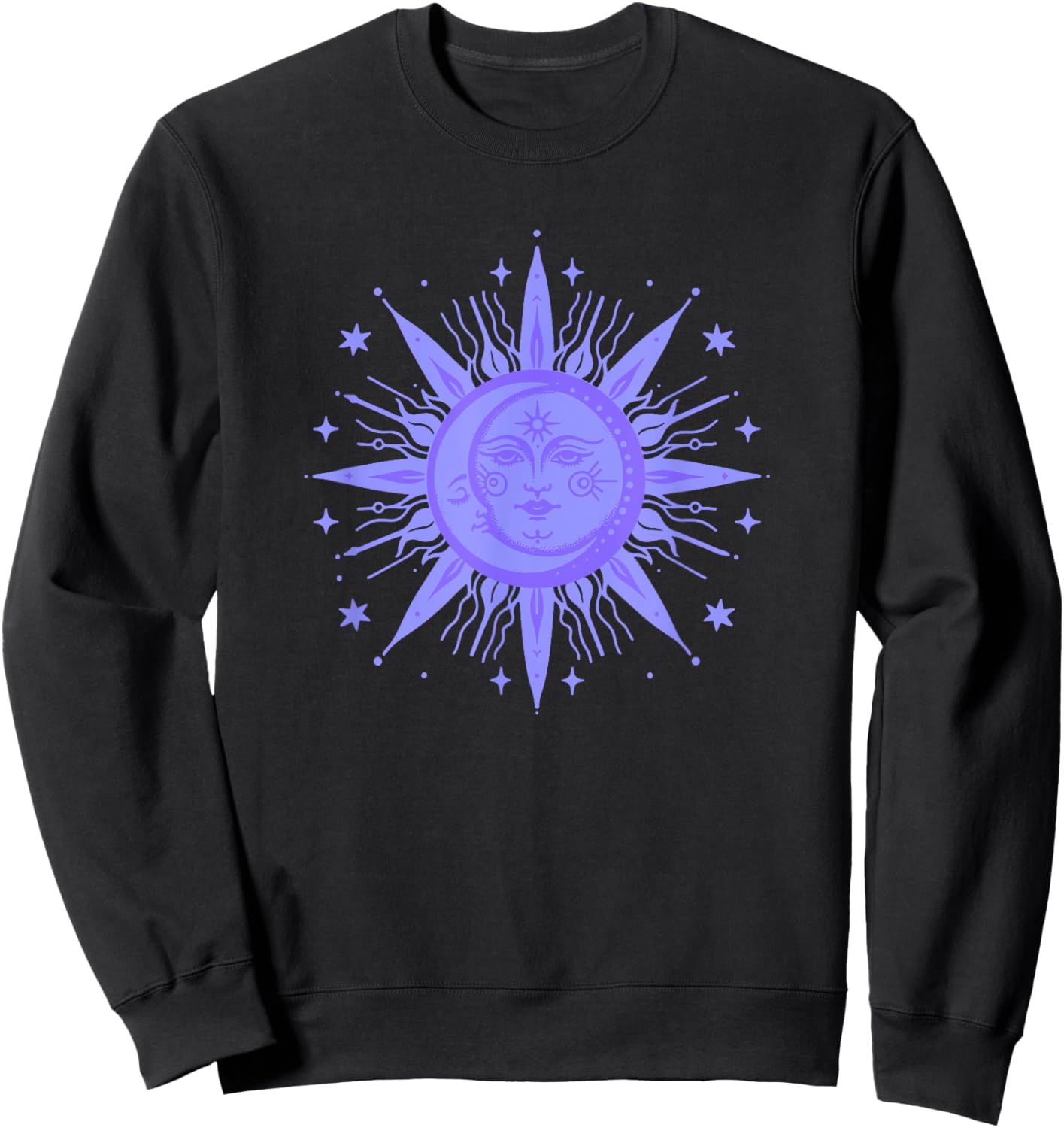 Celestial Sun and Moon Design Sweatshirt - Sweatshirt | Black