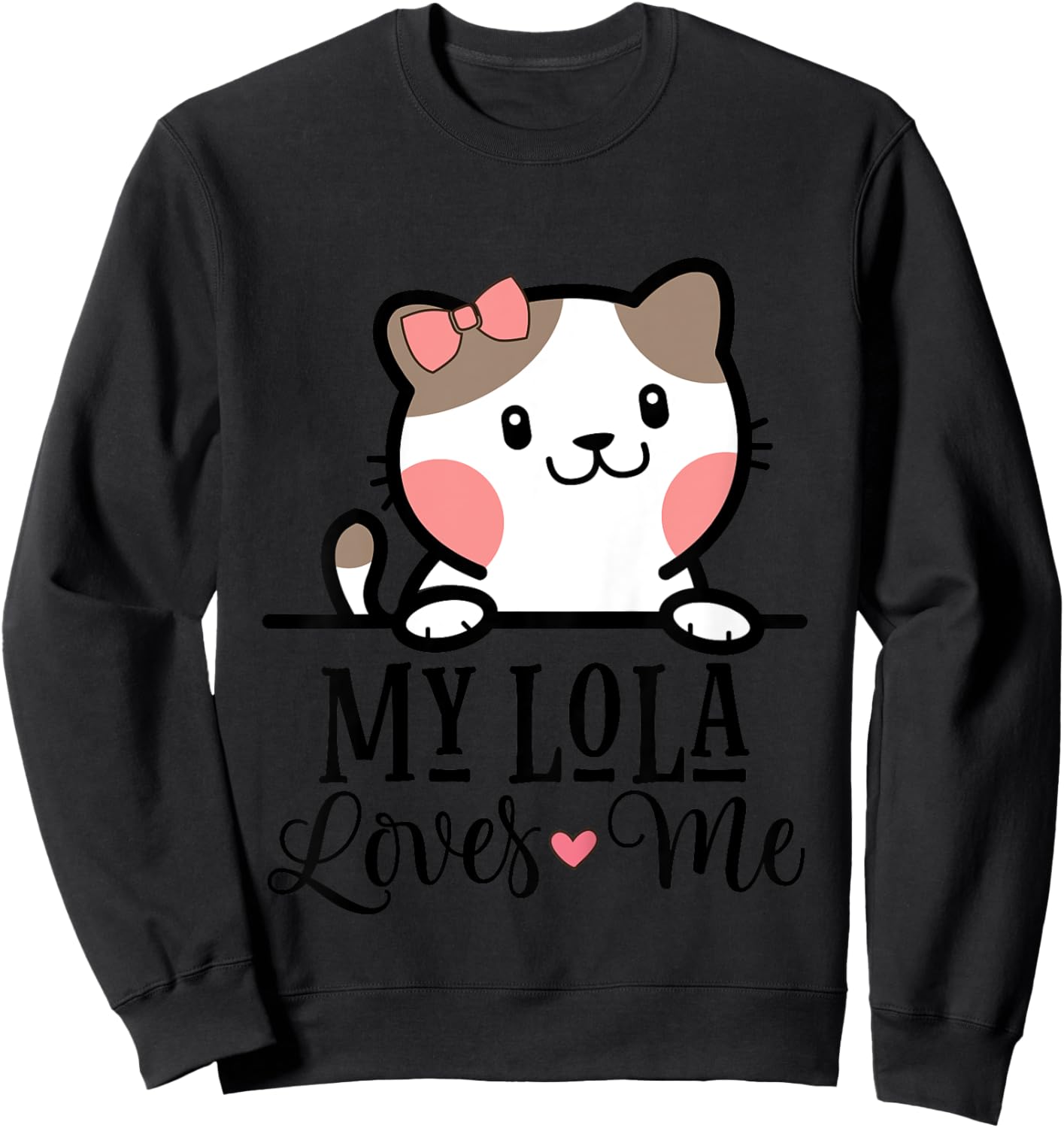 Kids My Lola Loves Me Grandkids Kitty Sweatshirt - Sweatshirt | Black