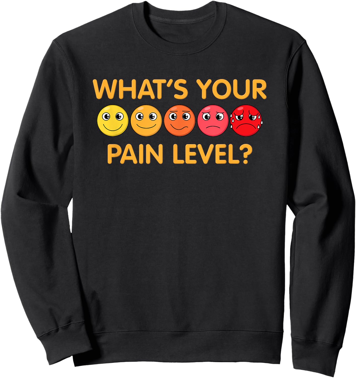 Funny Pain Scale Gym Joke Graphic Men Women Gag Pun Exercise Sweatshirt - Sweatshirt | Black