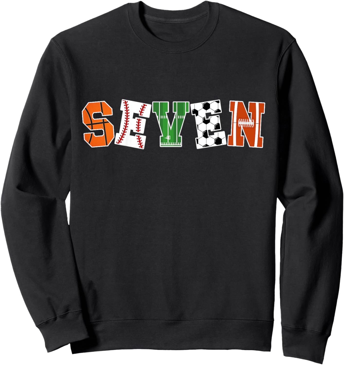 Kids 7th Birthday Sports Birthday Party 7 Year Old Boy Sweatshirt - Sweatshirt | Black