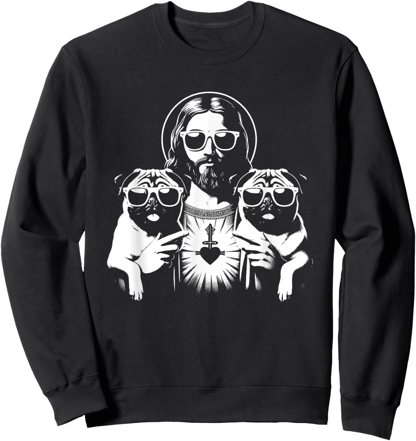 Jesus Pugs - Funny Christian Religious Dog Lover Men Women Girls Kids Sweatshirt - Sweatshirt | Black