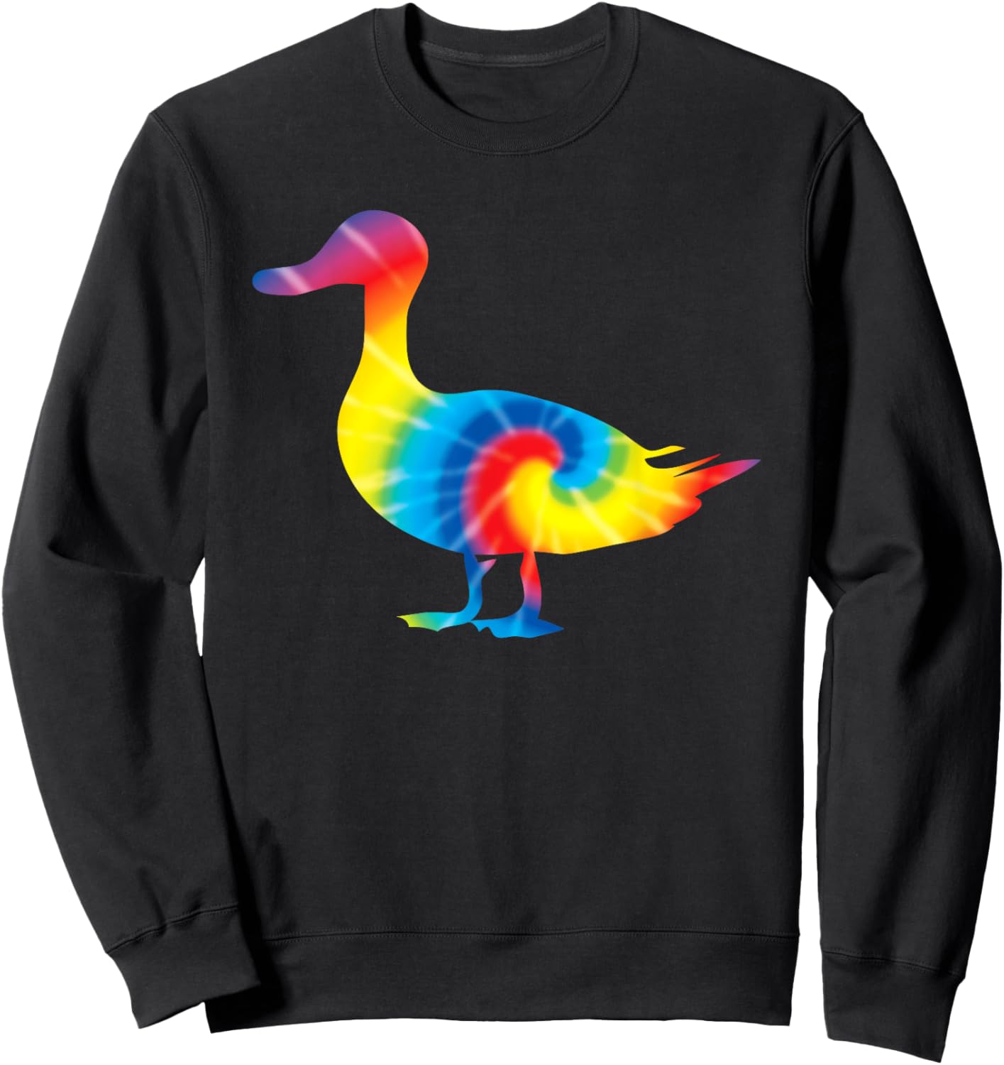 Tie Dye Duck Rainbow Print Mallard Dipper Hippie Peace Gift Sweatshirt - Sweatshirt | Black