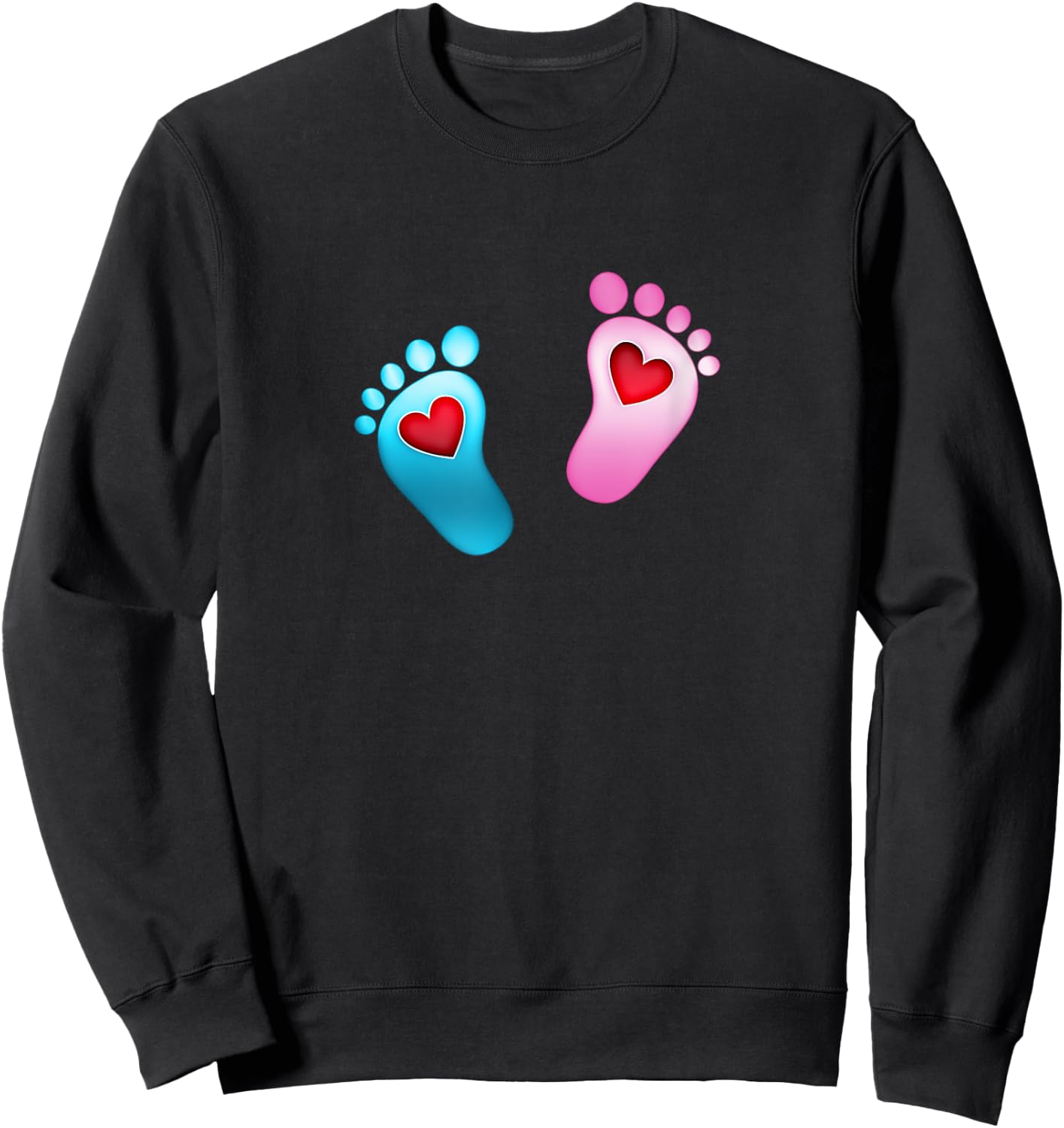Baby footprint love heart foot feet boy girl valentine Sweatshirt - Sweatshirt | Black
