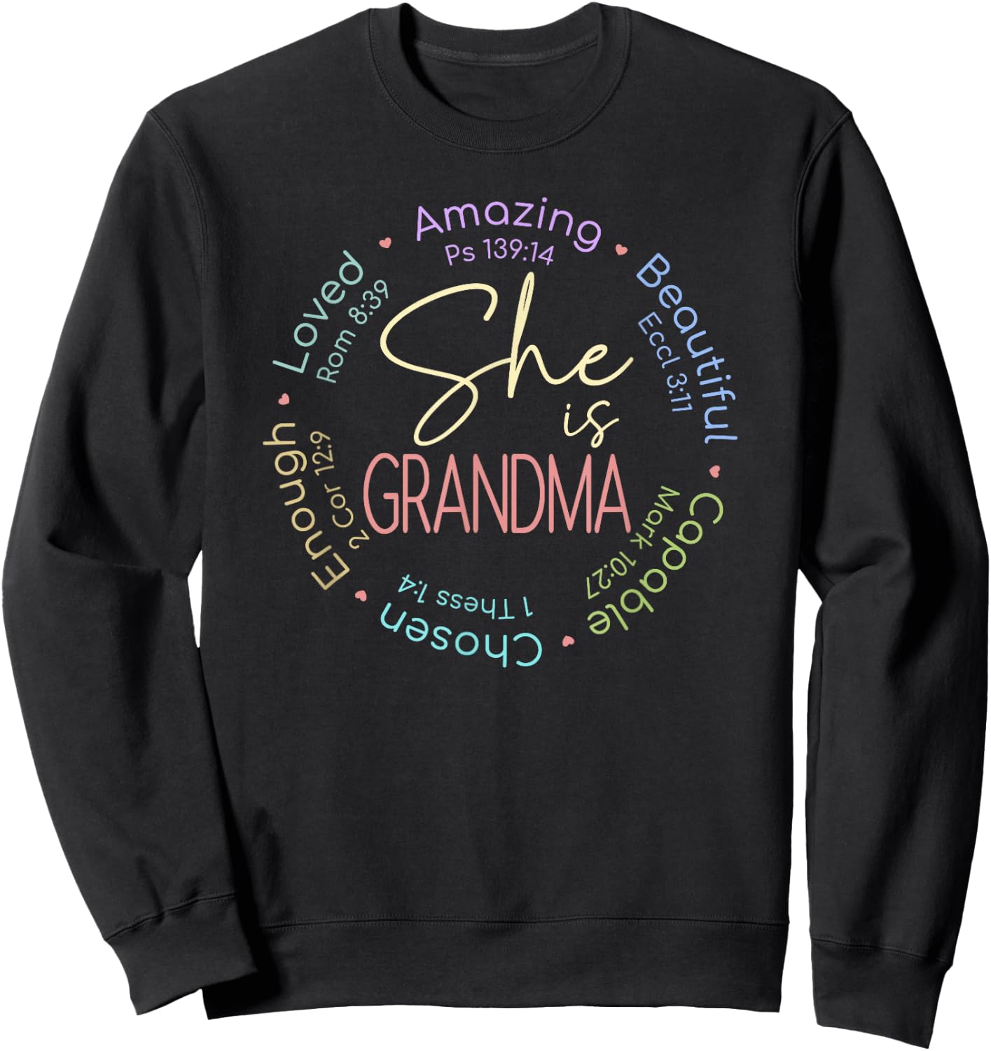 She Is Grandma Christian Bible Verse Gift Sweatshirt - Sweatshirt | Black