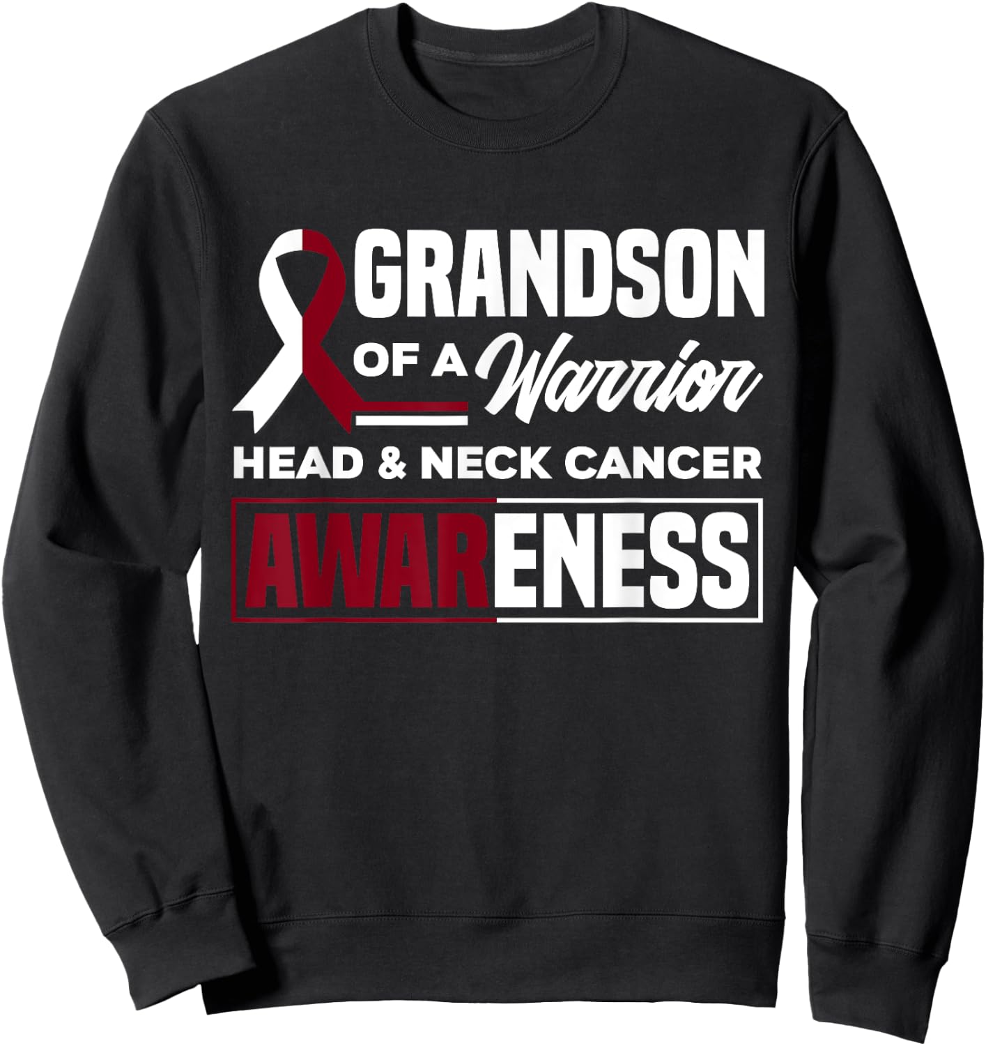 Grandson Of A Warrior Support Head & Neck Cancer Awareness Sweatshirt - Sweatshirt | Black