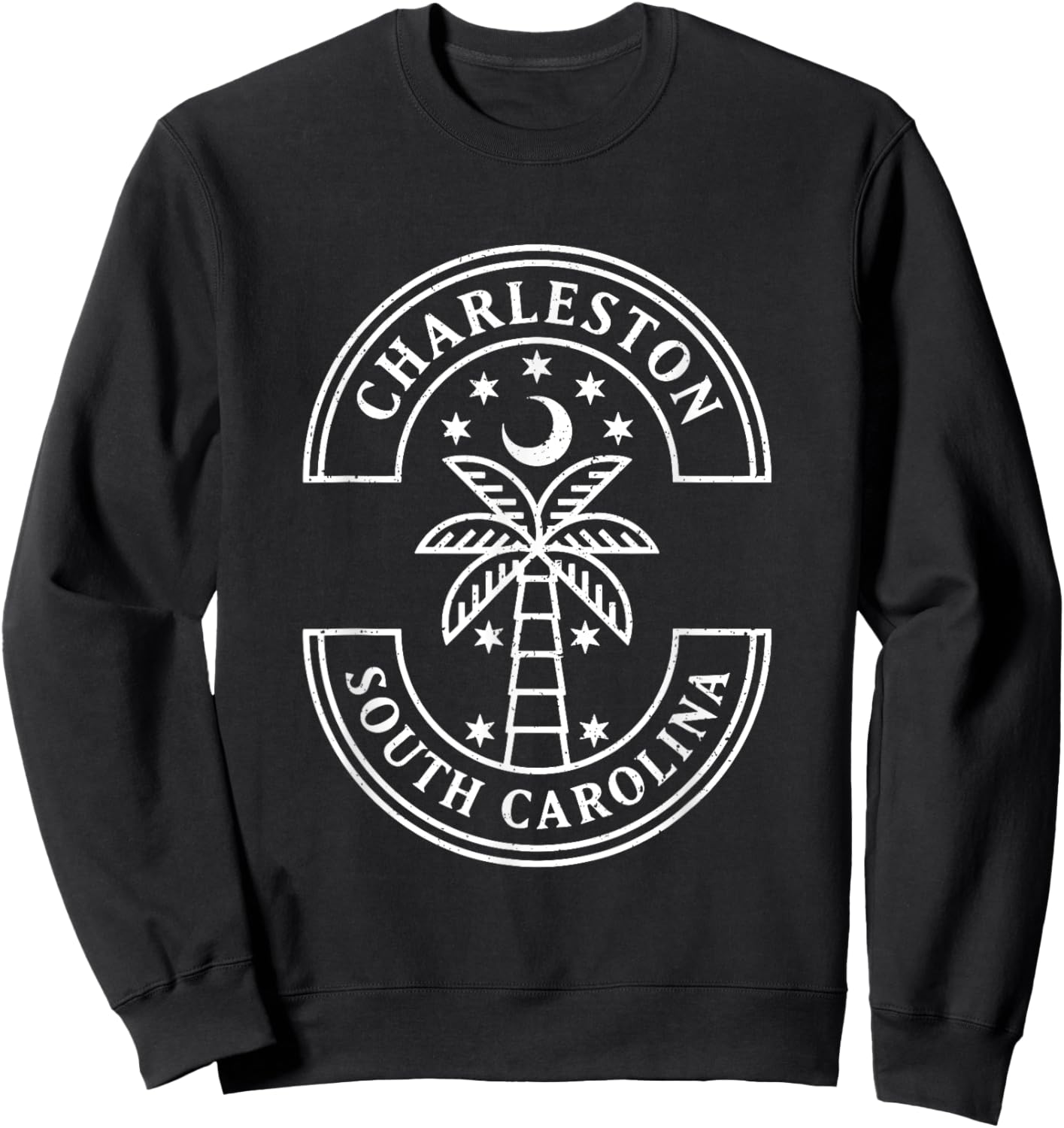 Palm Tree Under Crescent Moon Charleston South Carolina Sweatshirt - Sweatshirt | Black