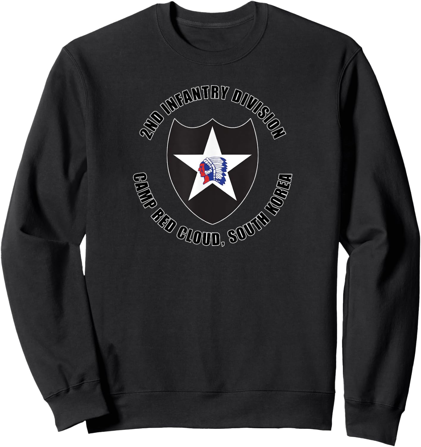 2nd Infantry Division Camp Red Cloud Korea Emblem Veteran Sweatshirt - Sweatshirt | Black