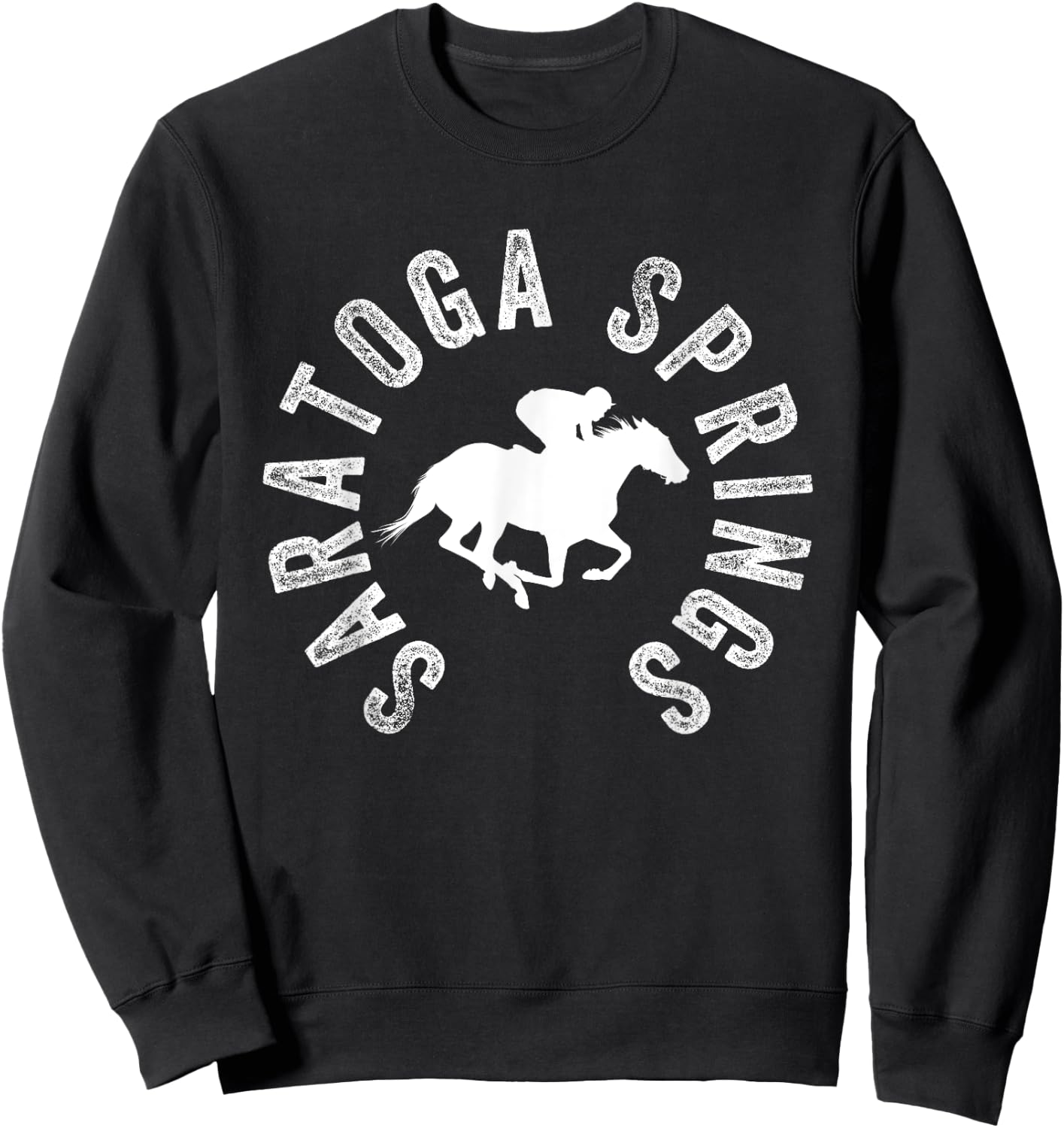 Saratoga Springs New York Horse Racing Jockey Sweatshirt - Sweatshirt | Black
