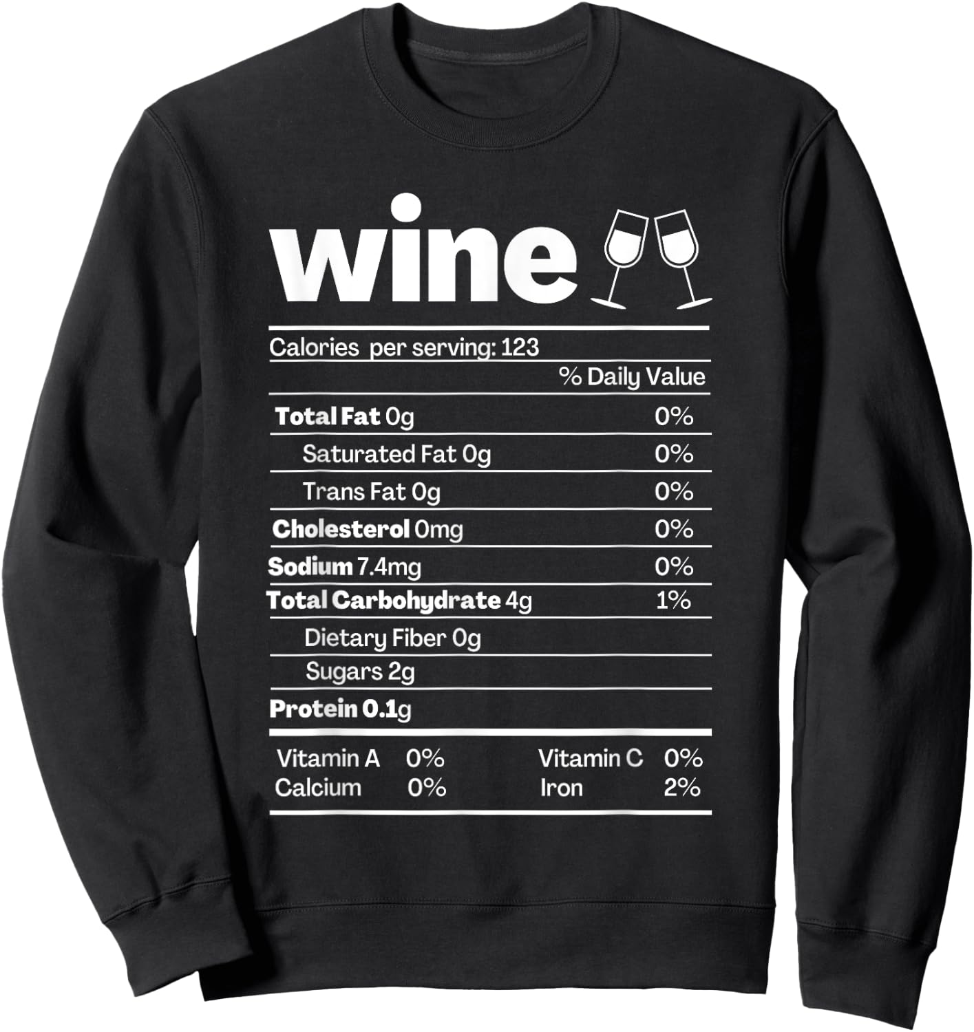 Wine Nutrition Facts Shirt Funny Red Wine Nutritional Label Sweatshirt - Sweatshirt | Black