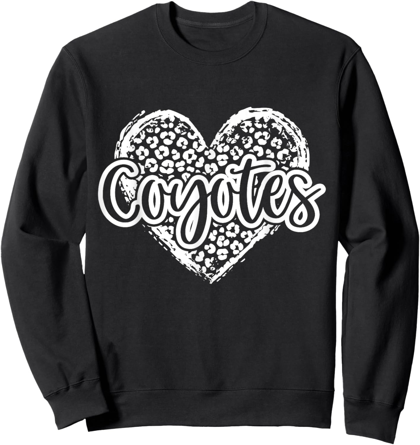 Leopard Cheetah Heart COYOTES School Spirit Top Sweatshirt - Sweatshirt | Black