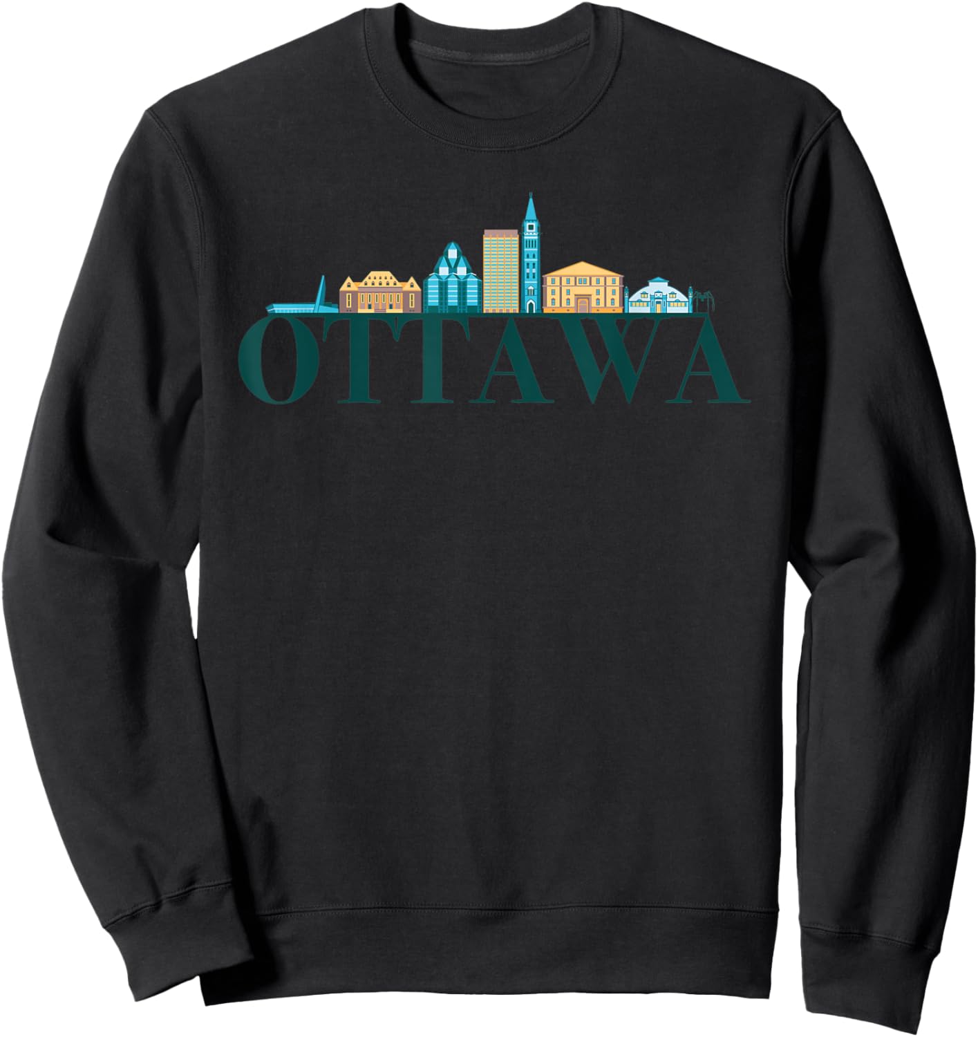 Ottawa Canada City Skyline Silhouette Outline Sketch Sweatshirt - Sweatshirt | Black