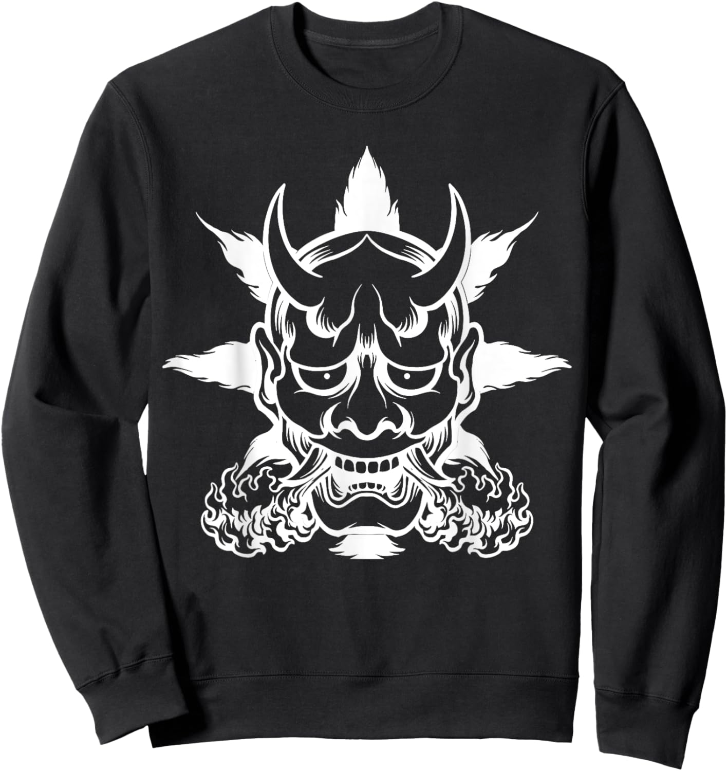 Japanese Demon Oni Mask Harajuku Sweatshirt - Sweatshirt | Black