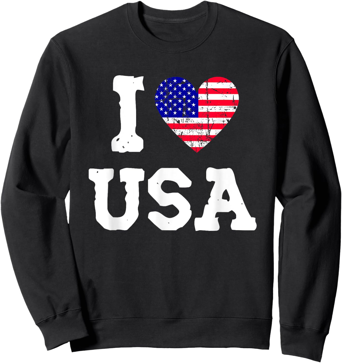 I Love USA | American Flag Heart | Freedom Patriotic Sweatshirt - Sweatshirt | Black