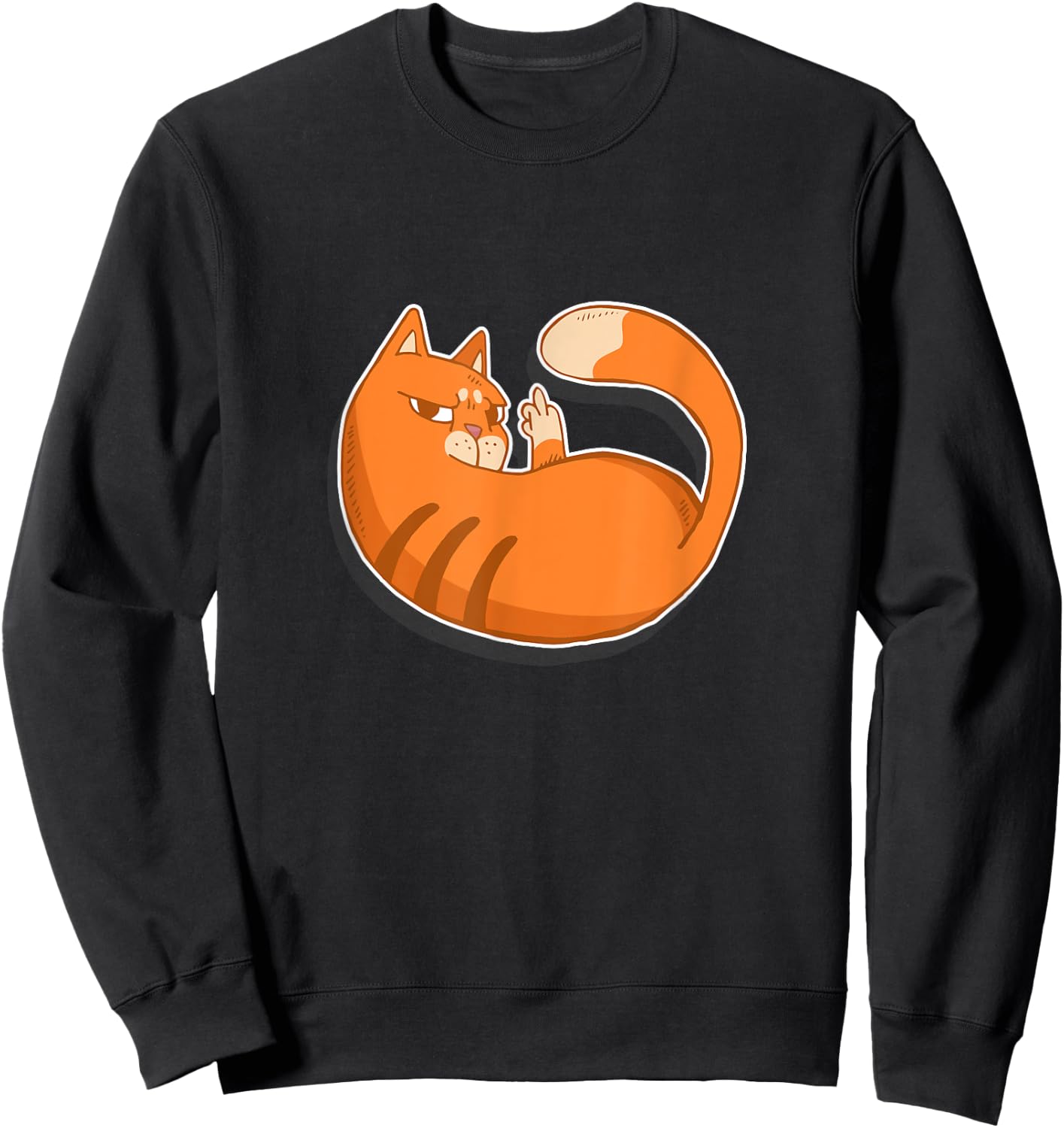 Cute Tabby Cat - Flipping Bird- Women Sweatshirt - Sweatshirt | Black
