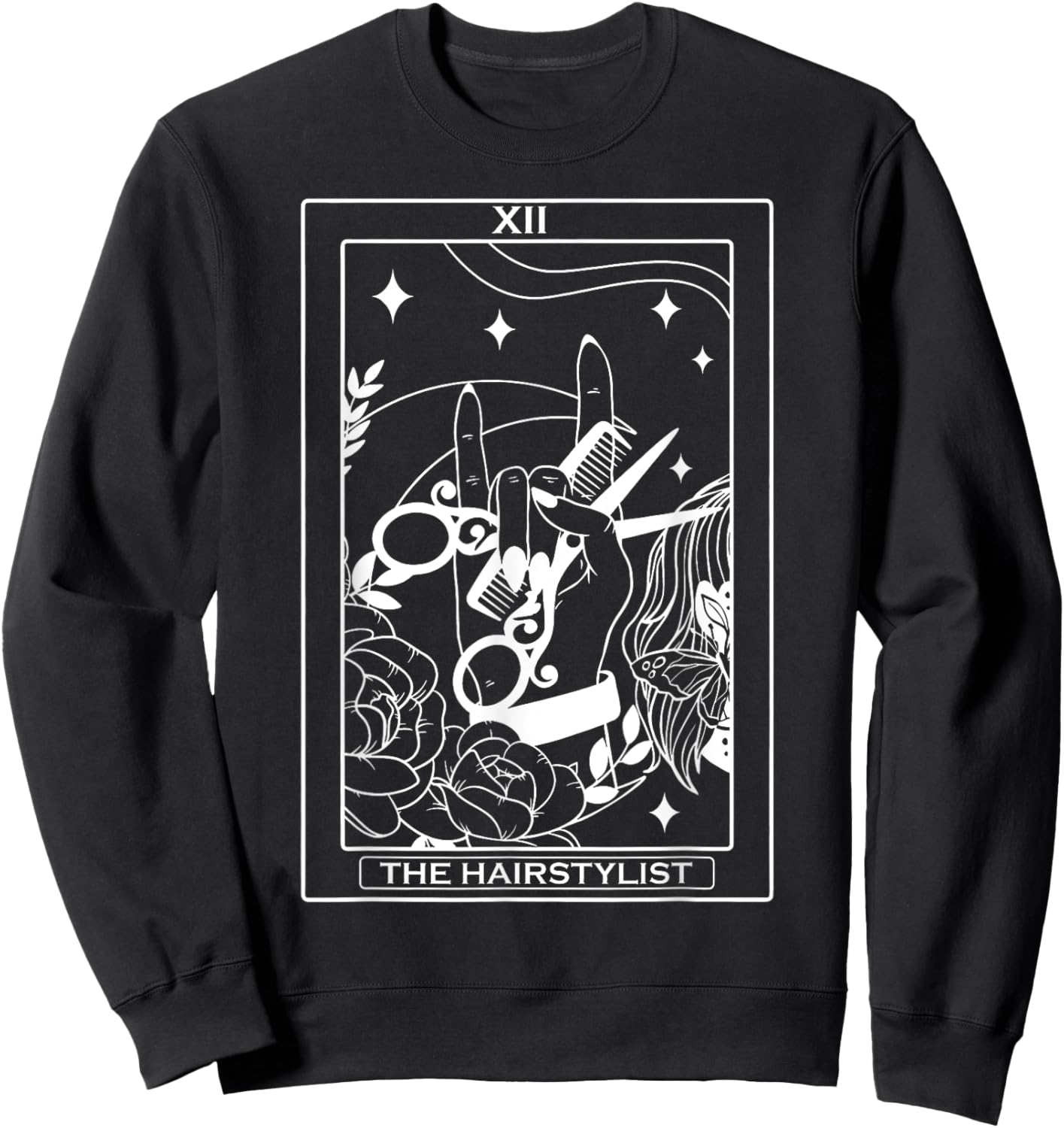 The Hairstylist Tarot Card Hairdresser Salon Hair Stylist Sweatshirt - Sweatshirt | Black