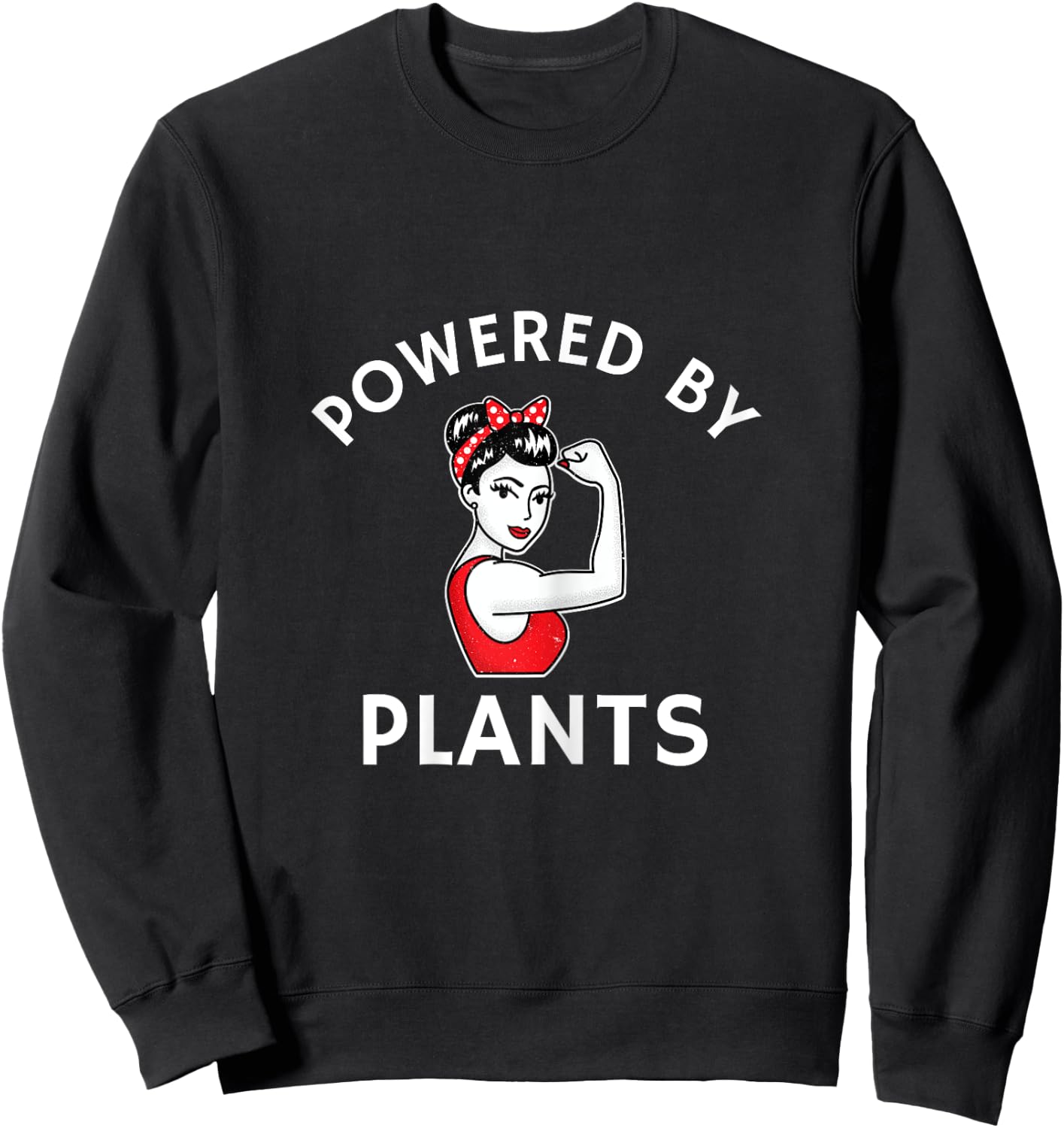 Powered By Plants Retro Women's Vegan Fitness Sweatshirt - Sweatshirt | Black