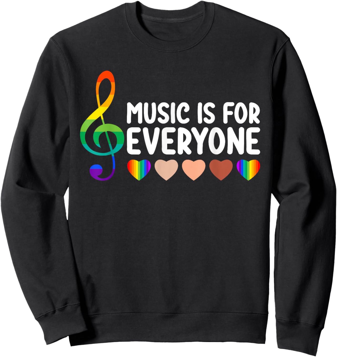 Music Is for Everyone Funny Love Music for Teacher Kid Women Sweatshirt - Sweatshirt | Black