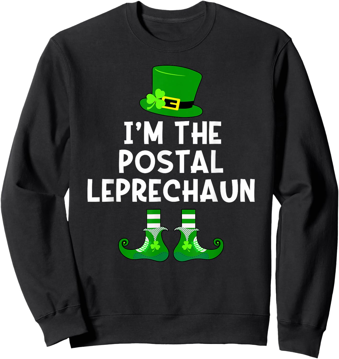 Postal Worker Leprechaun Funny St Patrick's Day Sweatshirt - Sweatshirt | Black