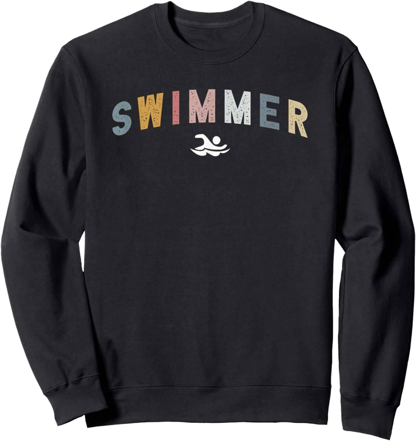 Vintage Inspired Retro Swim Swimmer Nostalgic Poolside Sweatshirt - Sweatshirt | Black