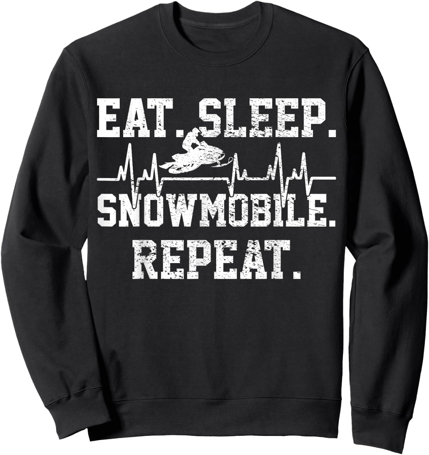 Snowmobiling Snowmobile Vintage Heartbeat Sweatshirt - Sweatshirt | Black