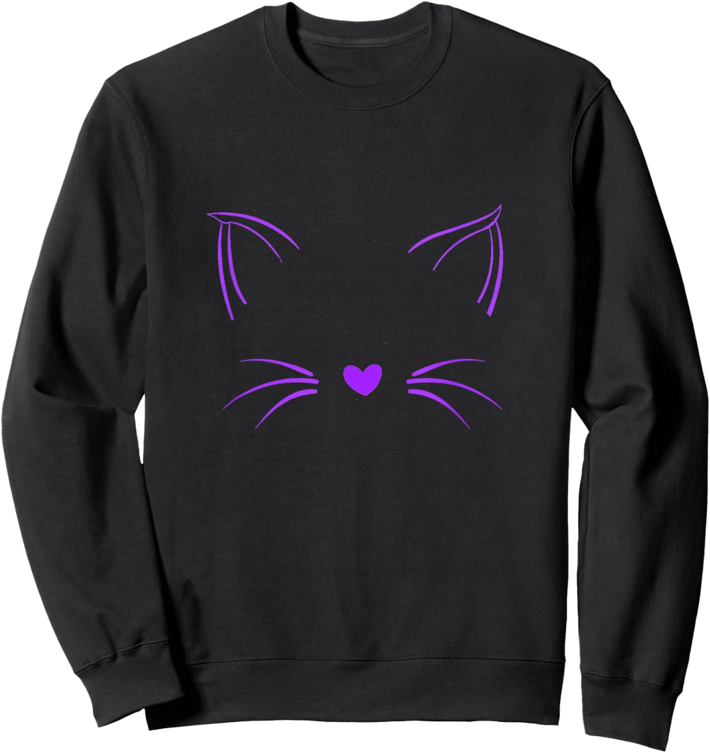Purple Invisible Cat Face Purple Color Graphic Sweatshirt - Sweatshirt | Black