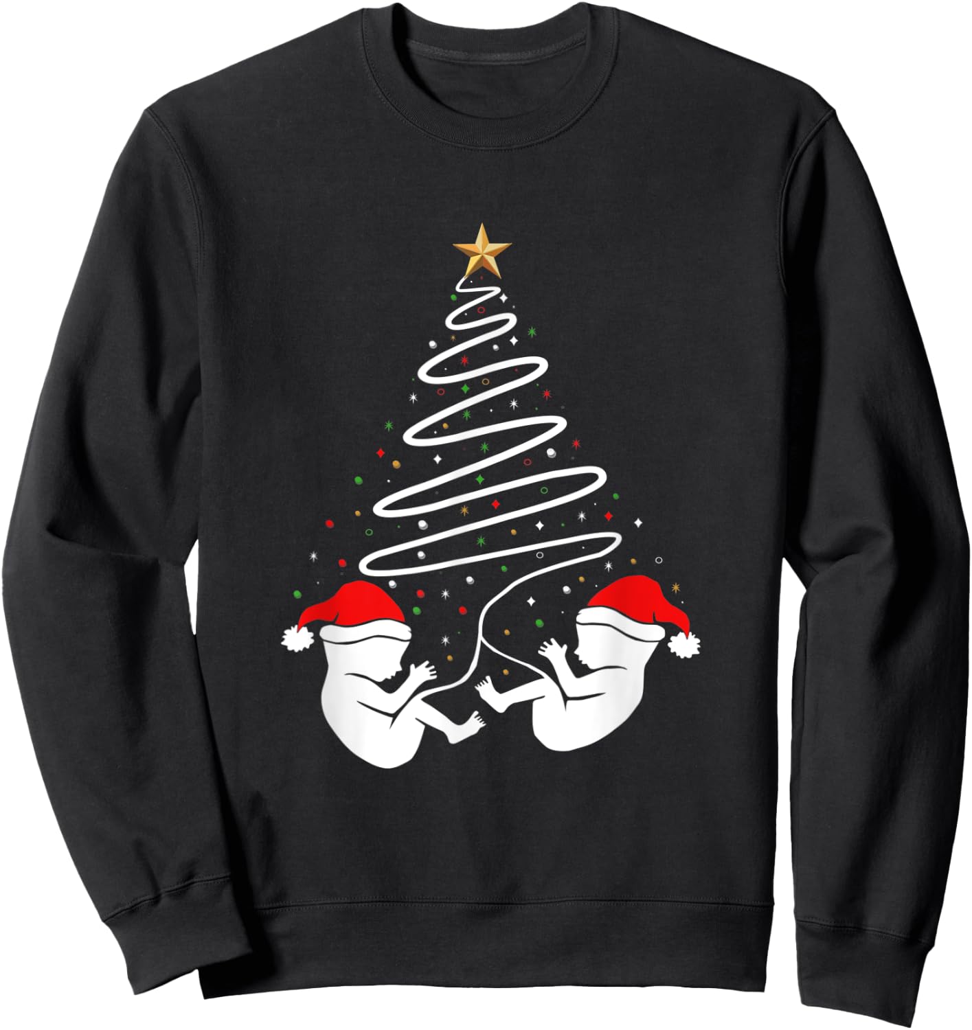 Baby Twins Announcement Clothing Holiday Christmas Pregnancy Sweatshirt - Sweatshirt | Black