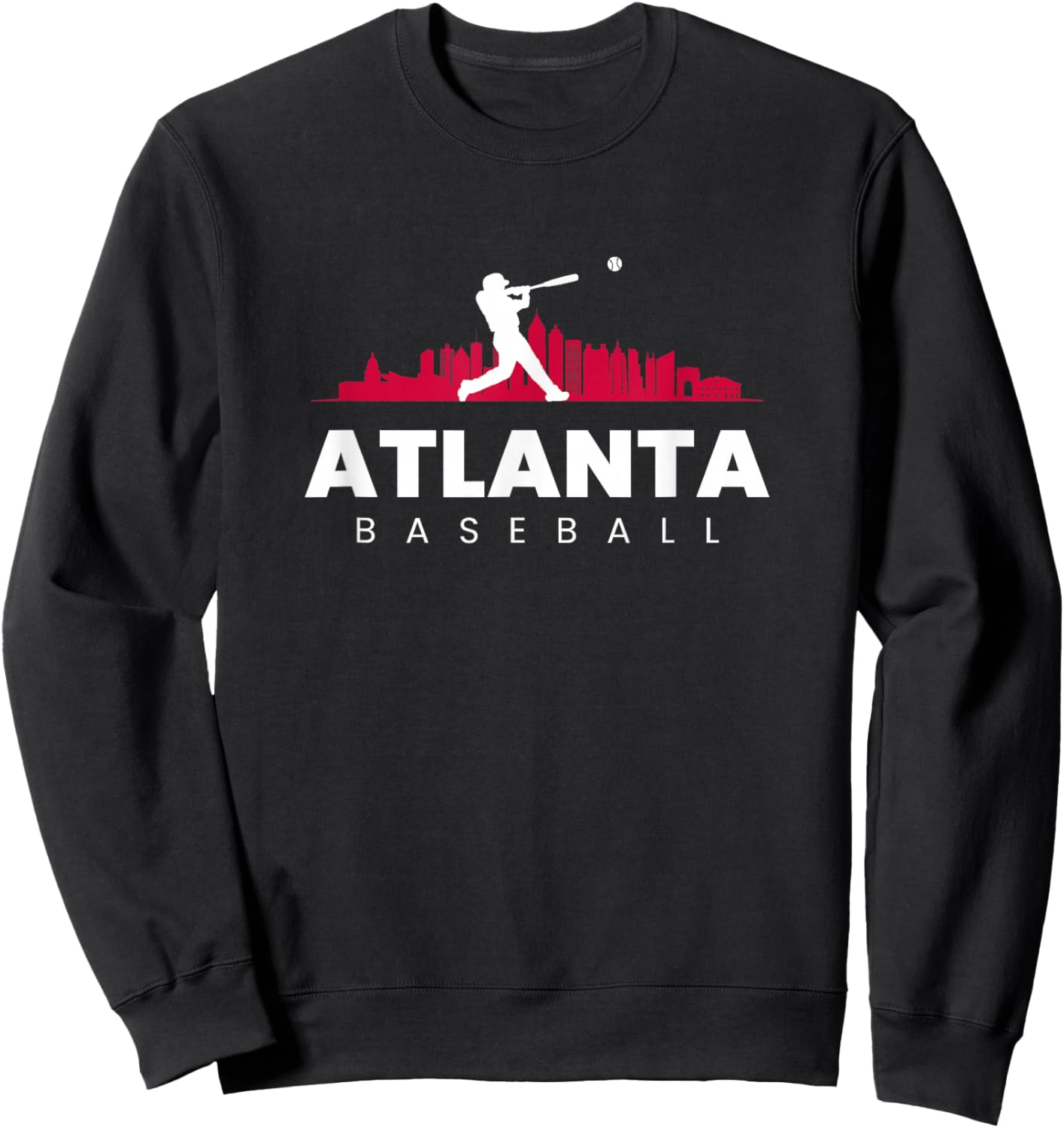 Atlanta Baseball Vintage Minimalist Retro Baseball Lover Sweatshirt - Sweatshirt | Black