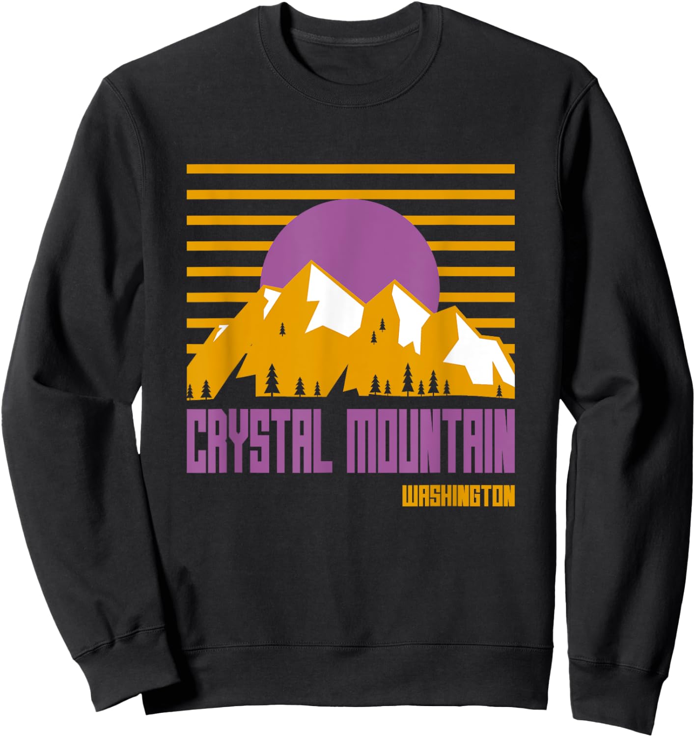Crystal Mountain Washington Vintage Mountains Hiking Camp Sweatshirt - Sweatshirt | Black