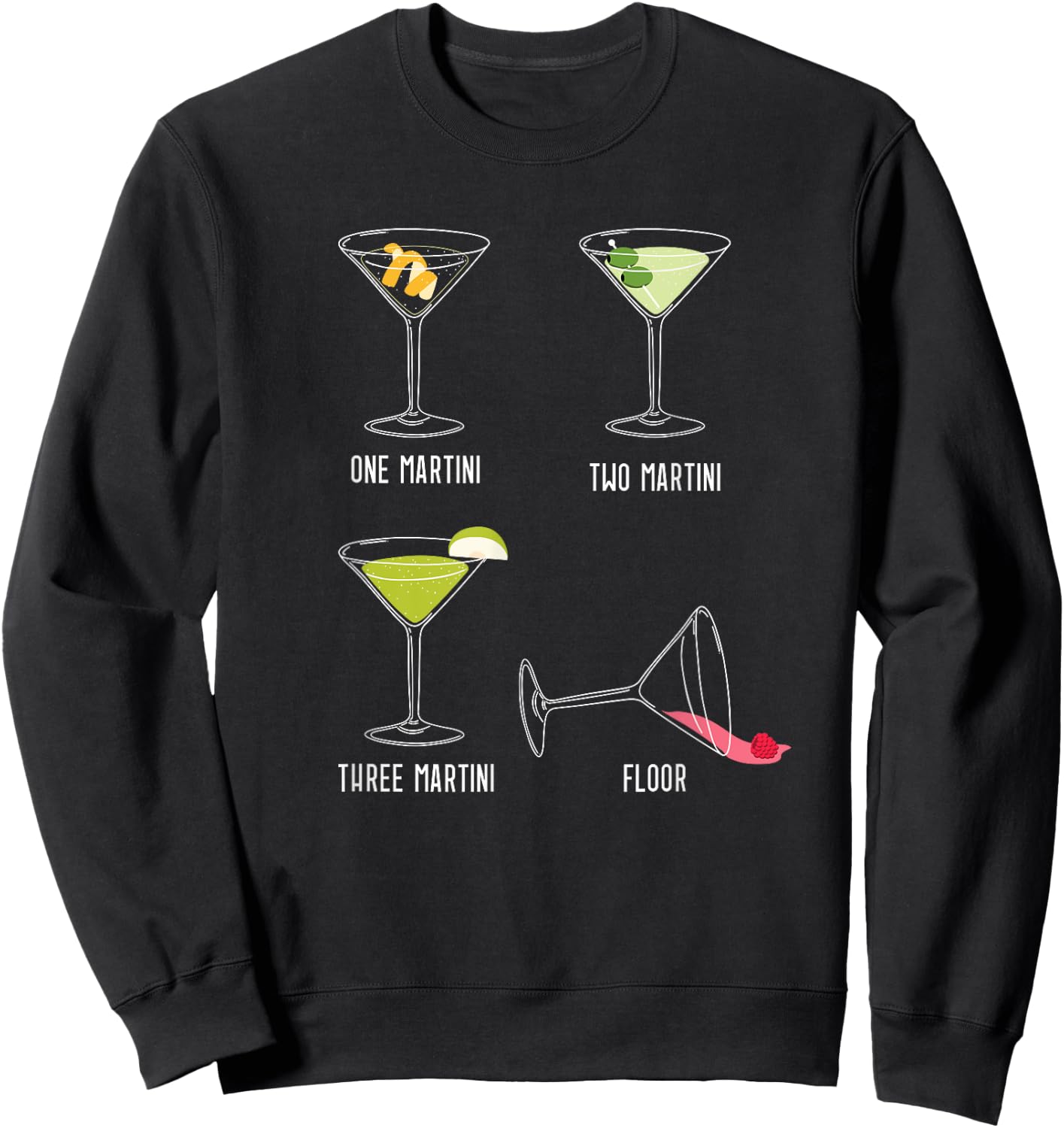 Funny Martini Drinker One Two Three Martini Floor Sweatshirt - Sweatshirt | Black