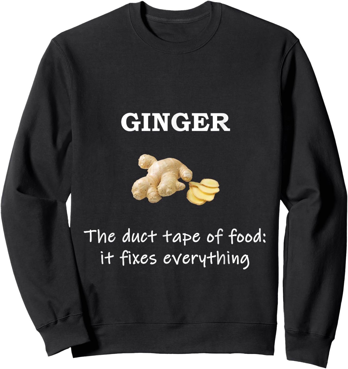 Funny Ginger Fixes Everything Foodie Sweatshirt - Sweatshirt | Black