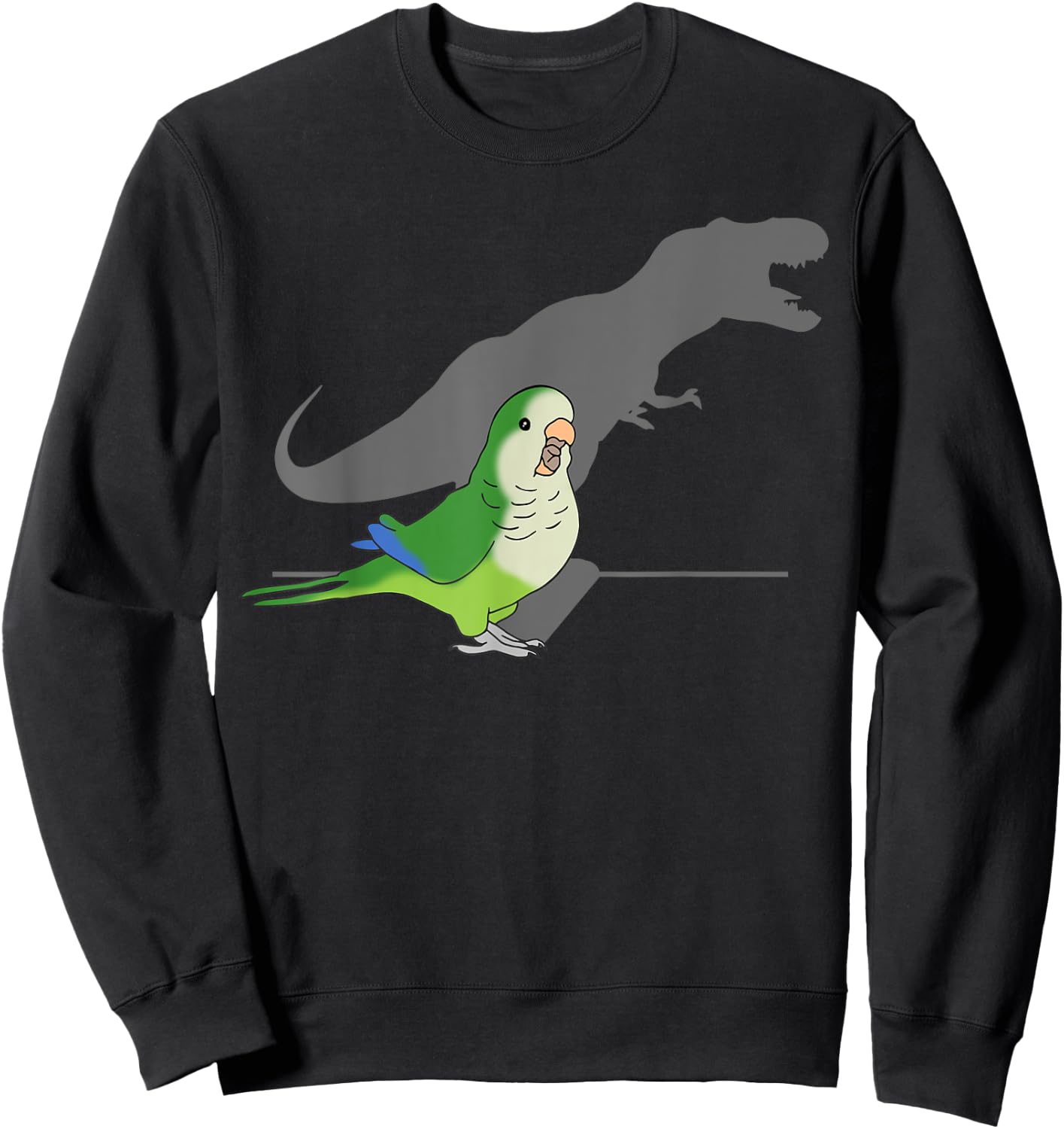 T-rex Green Monk Parakeet, Funny Birb memes Screaming Parrot Sweatshirt - Sweatshirt | Black