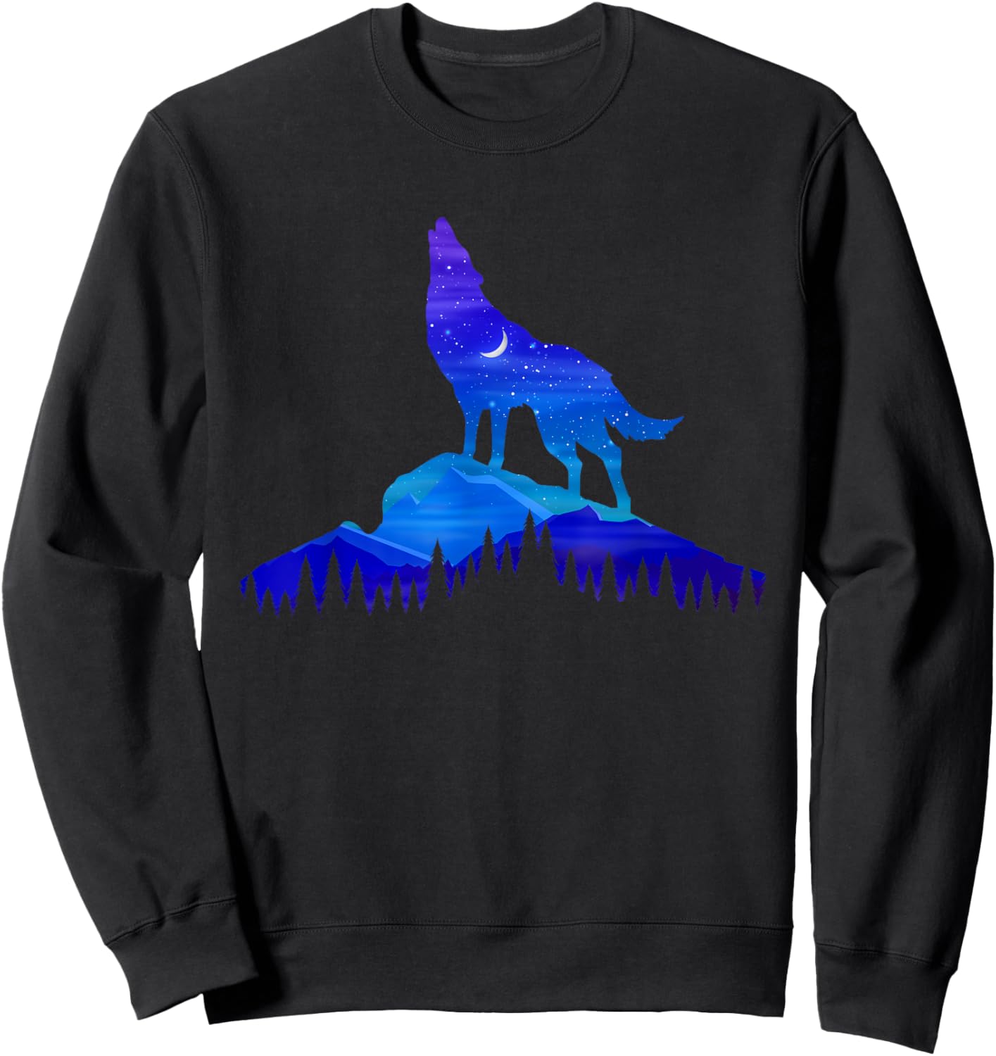Starry Wolf - Wildlife Nature Animal Lover Sweatshirt - Sweatshirt | Black