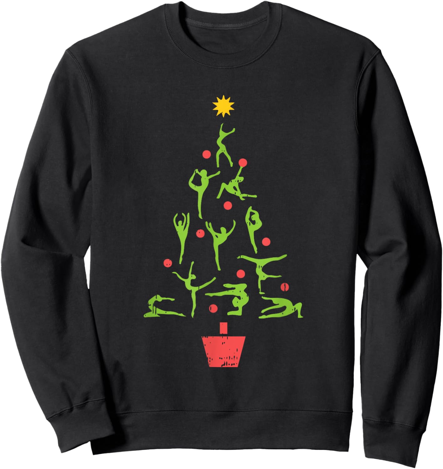 Gymnast Christmas Tree Christmas Pajama X-Mas Gymnastics Sweatshirt - Sweatshirt | Black