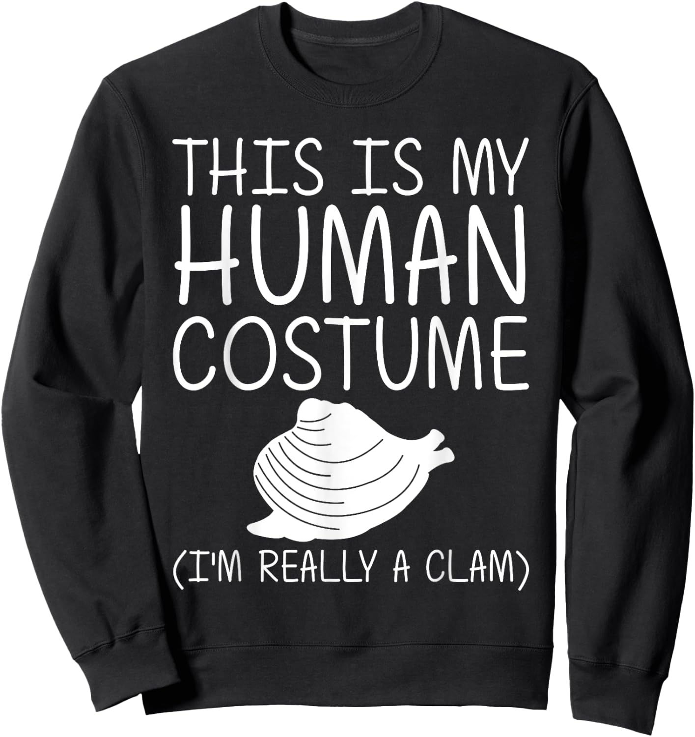 Clam Easy Halloween Human Costume Shellfish Shell DIY Gift Sweatshirt - Sweatshirt | Black