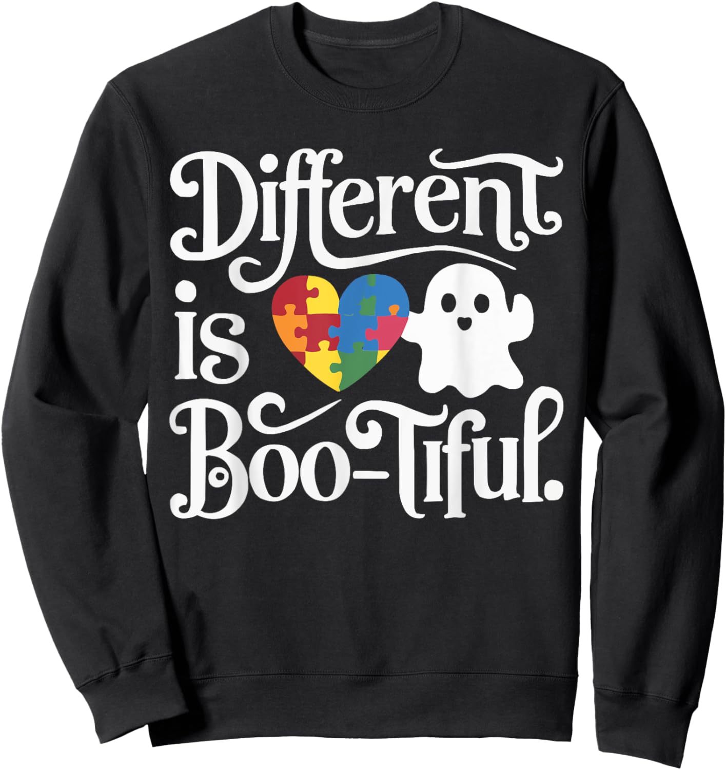 Support Autism Halloween Spooky Autistic Trick Or Treat Sweatshirt - Sweatshirt | Black