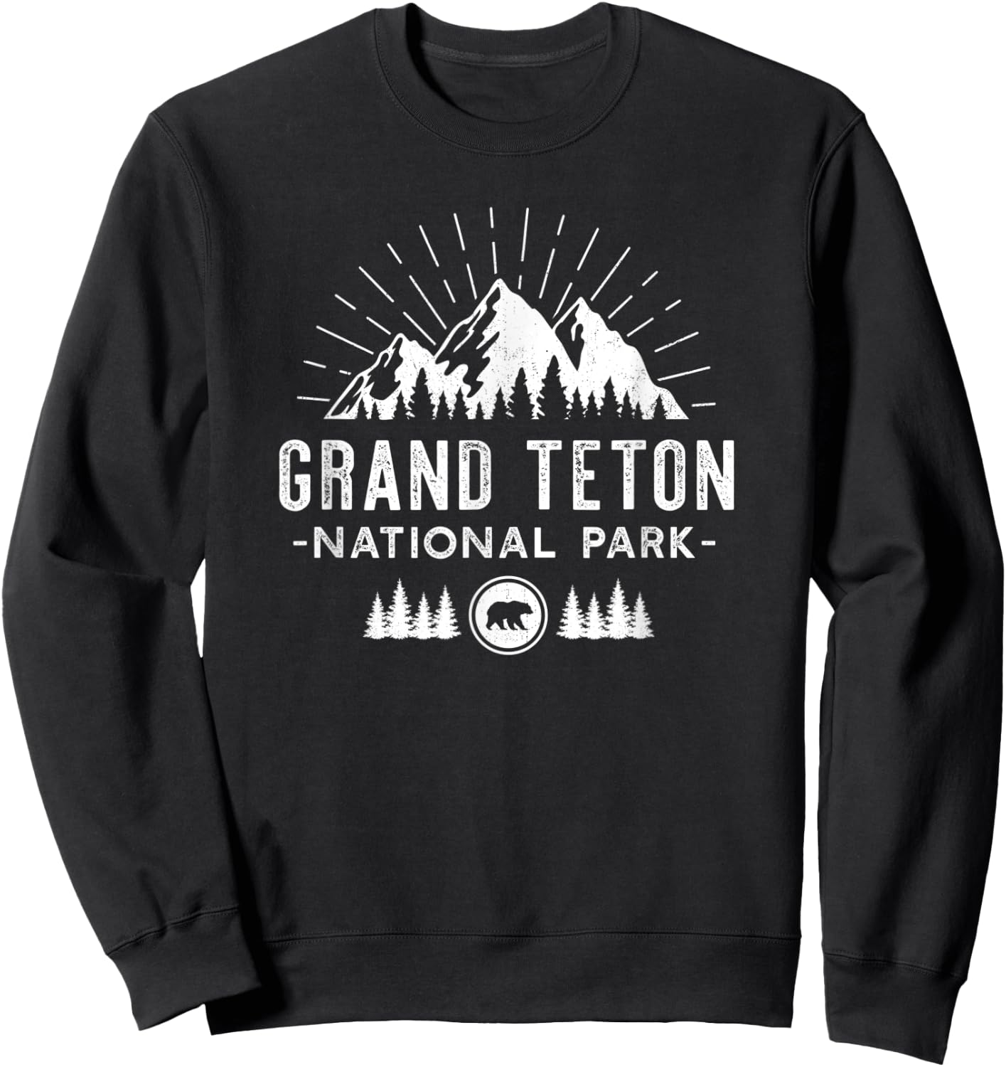 Grand Teton National Park - Retro hiking vacation gift Sweatshirt - Sweatshirt | Black