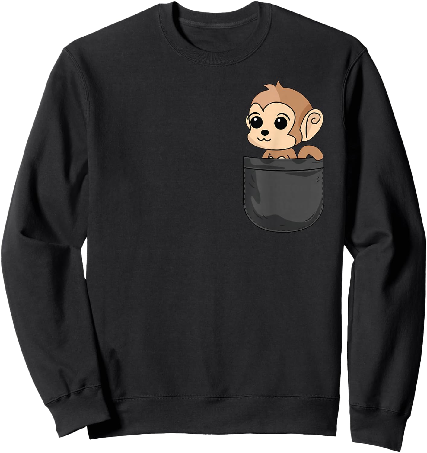 Monkey In Pocket Funny Animal Lover Gift Sweatshirt - Sweatshirt | Black