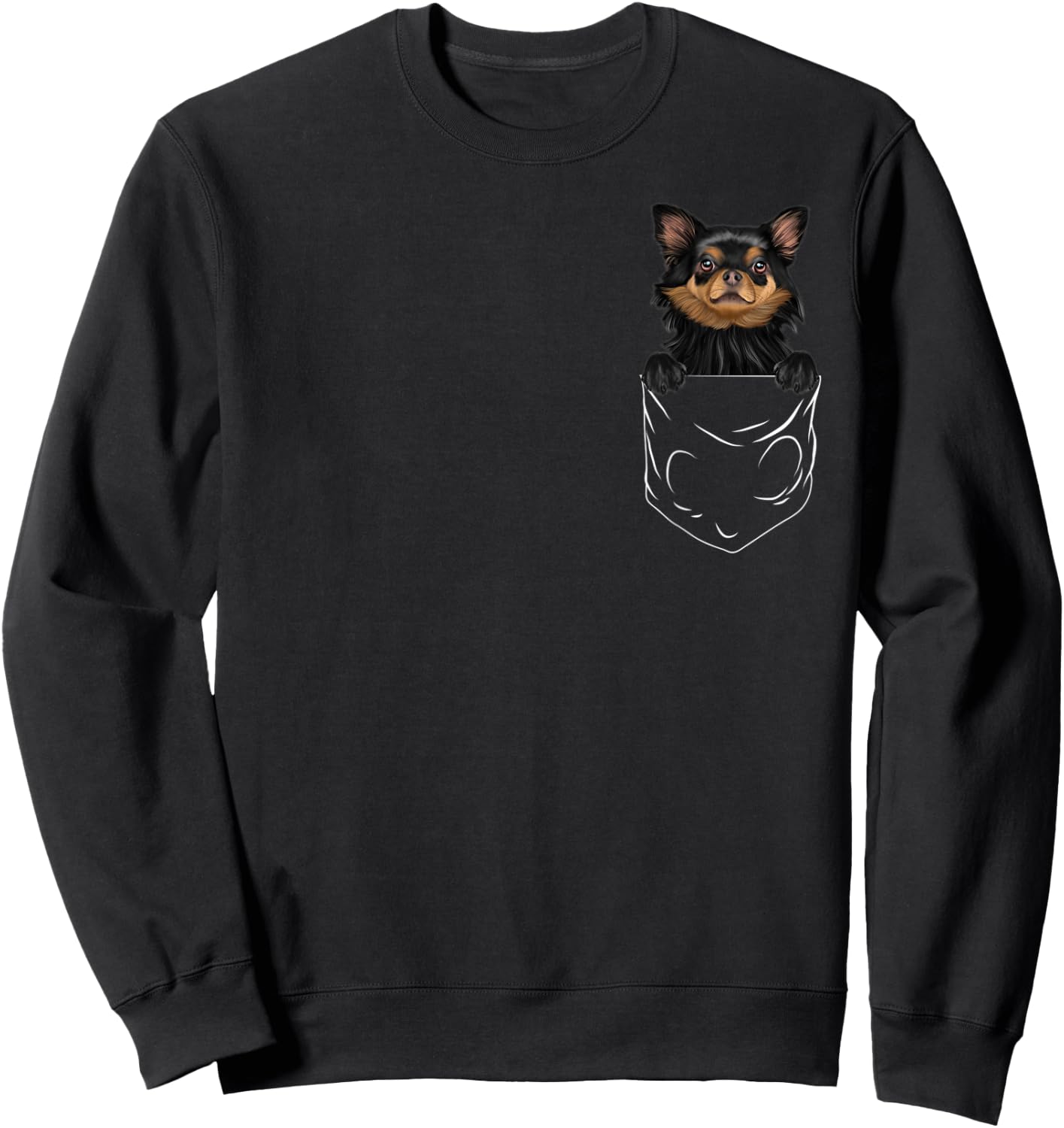 Dog In Pocket Black Chihuahua Funny Dog Lover Women Kids Sweatshirt - Sweatshirt | Black