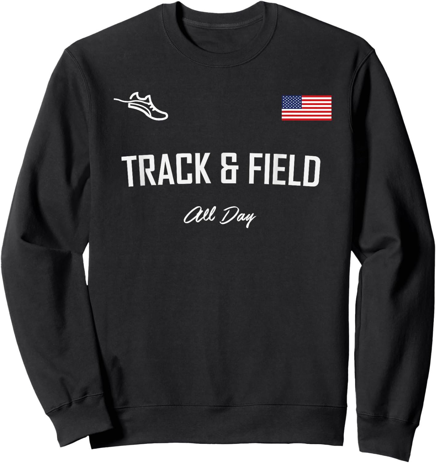 Track and Field Gifts | Track & Field All Day USA Flag Sweatshirt - Sweatshirt | Black