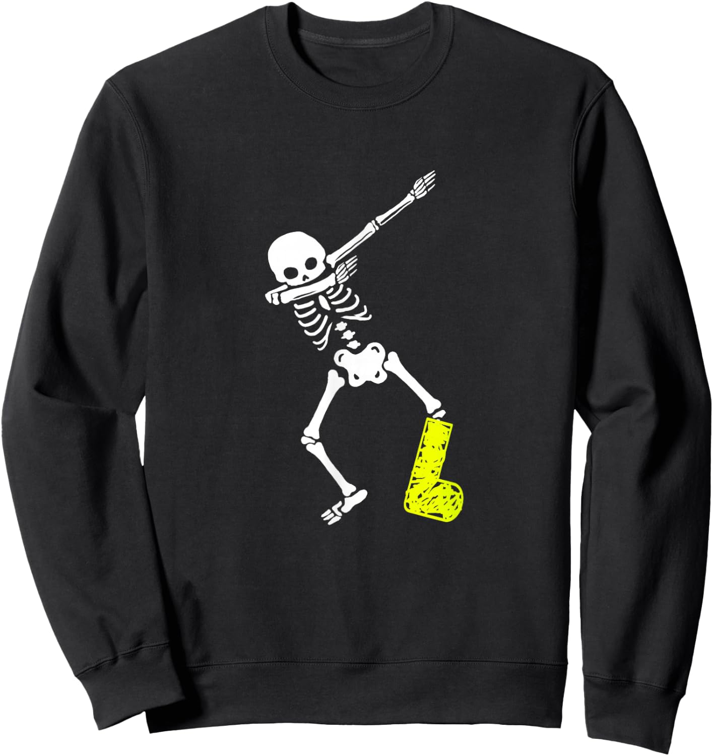 Funny Injury Dabbing Skeleton Broken Leg Kids Adult Sweatshirt - Sweatshirt | Black