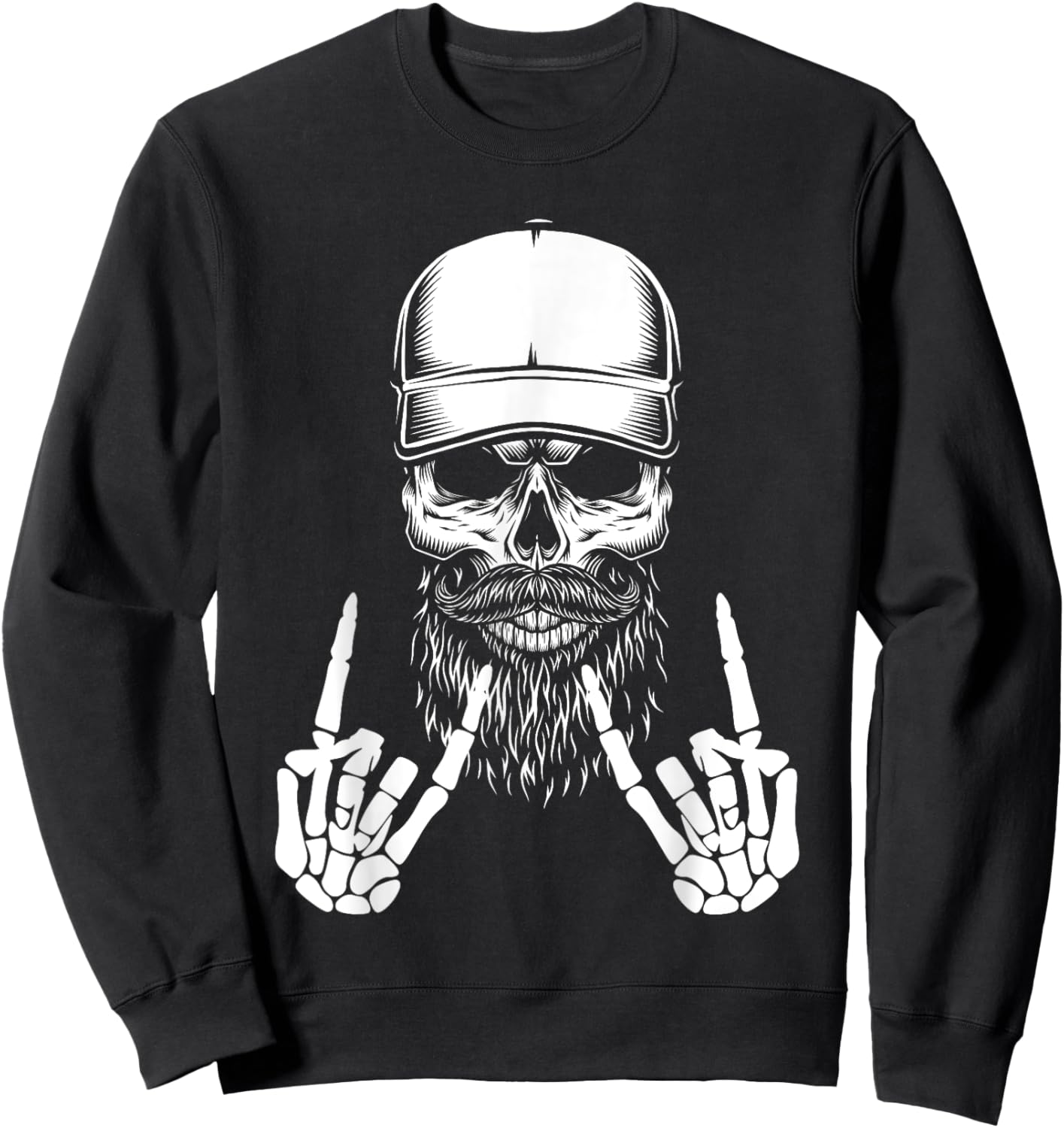 Cool Halloween Punk Rock Skeleton Cap Skater Rocker Skell Sweatshirt - Sweatshirt | Black
