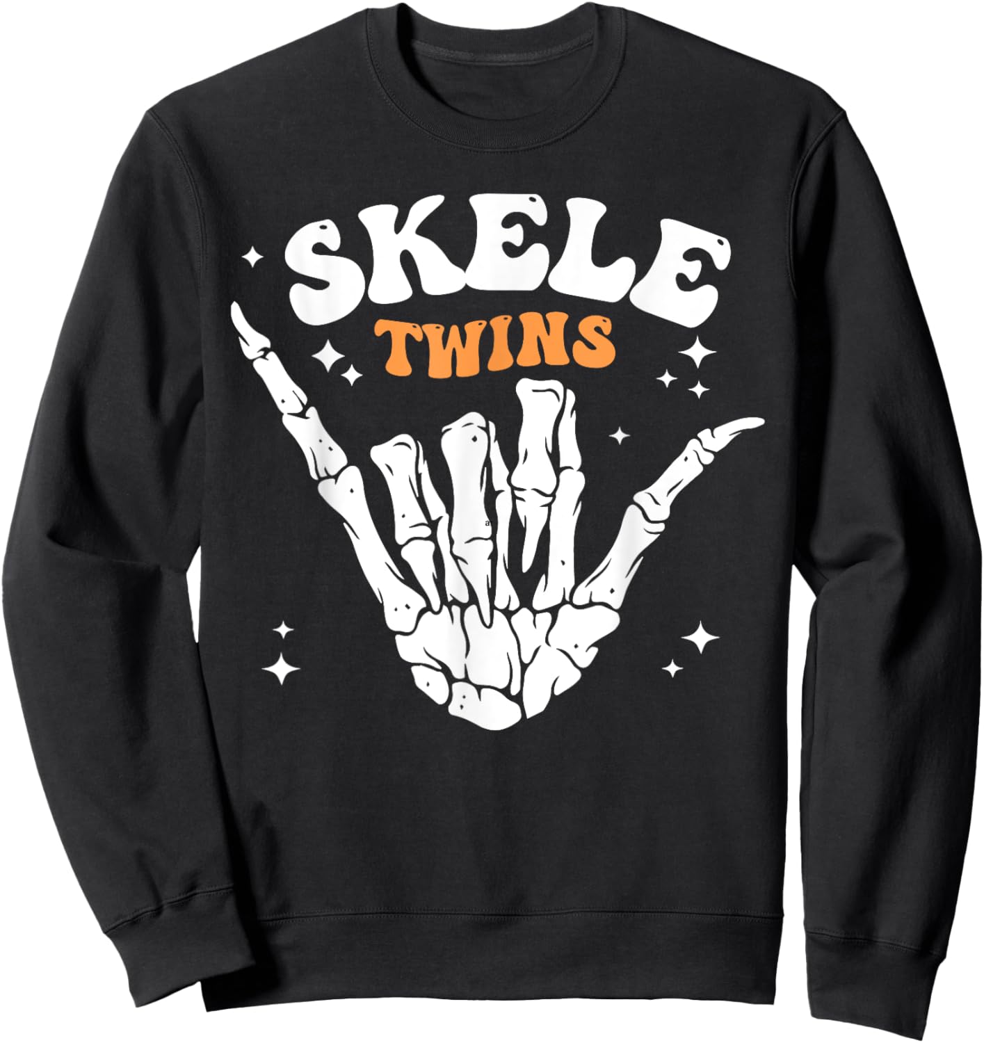 Twins Halloween Matching Skeletwins Funny Dancing Skeletons Sweatshirt - Sweatshirt | Black