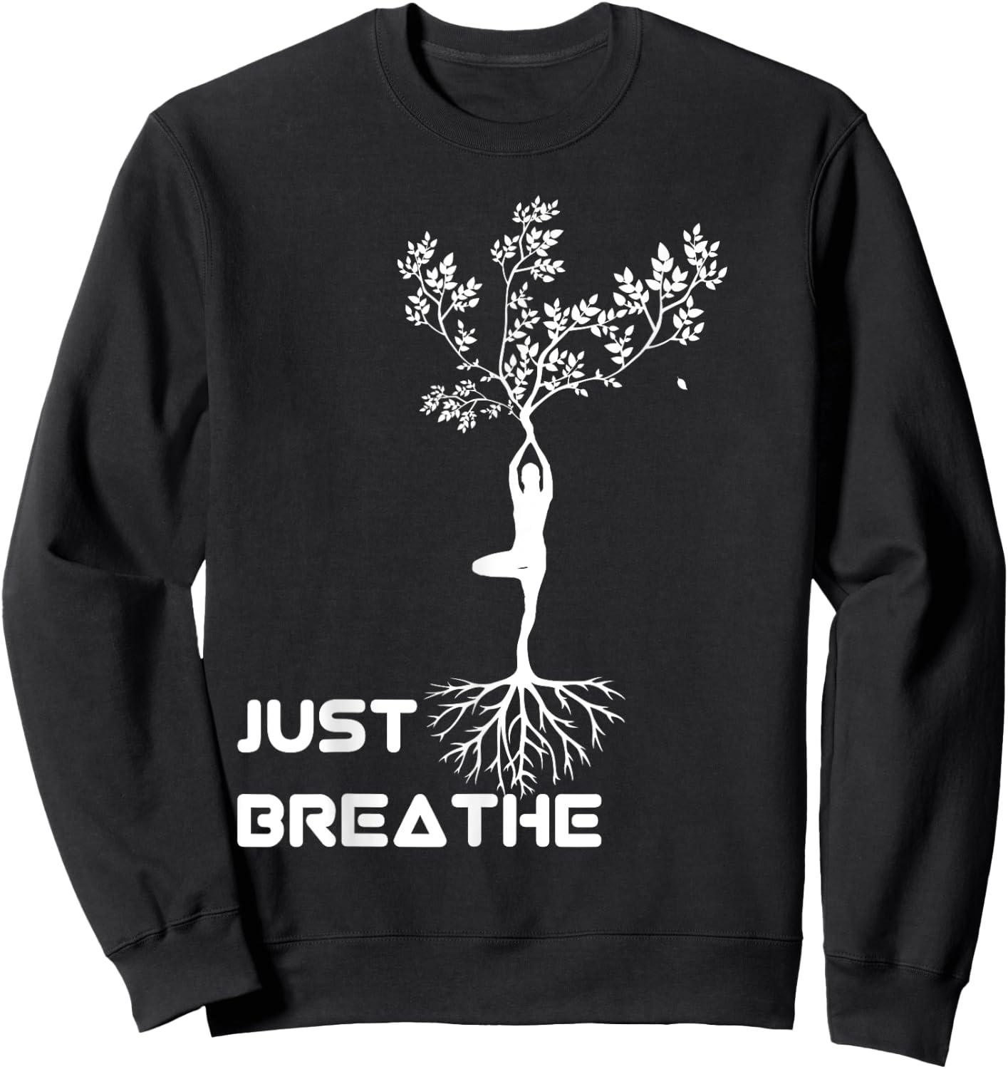 Yoga Tree of Life with Just breathe Women rooted Sweatshirt - Sweatshirt | Black