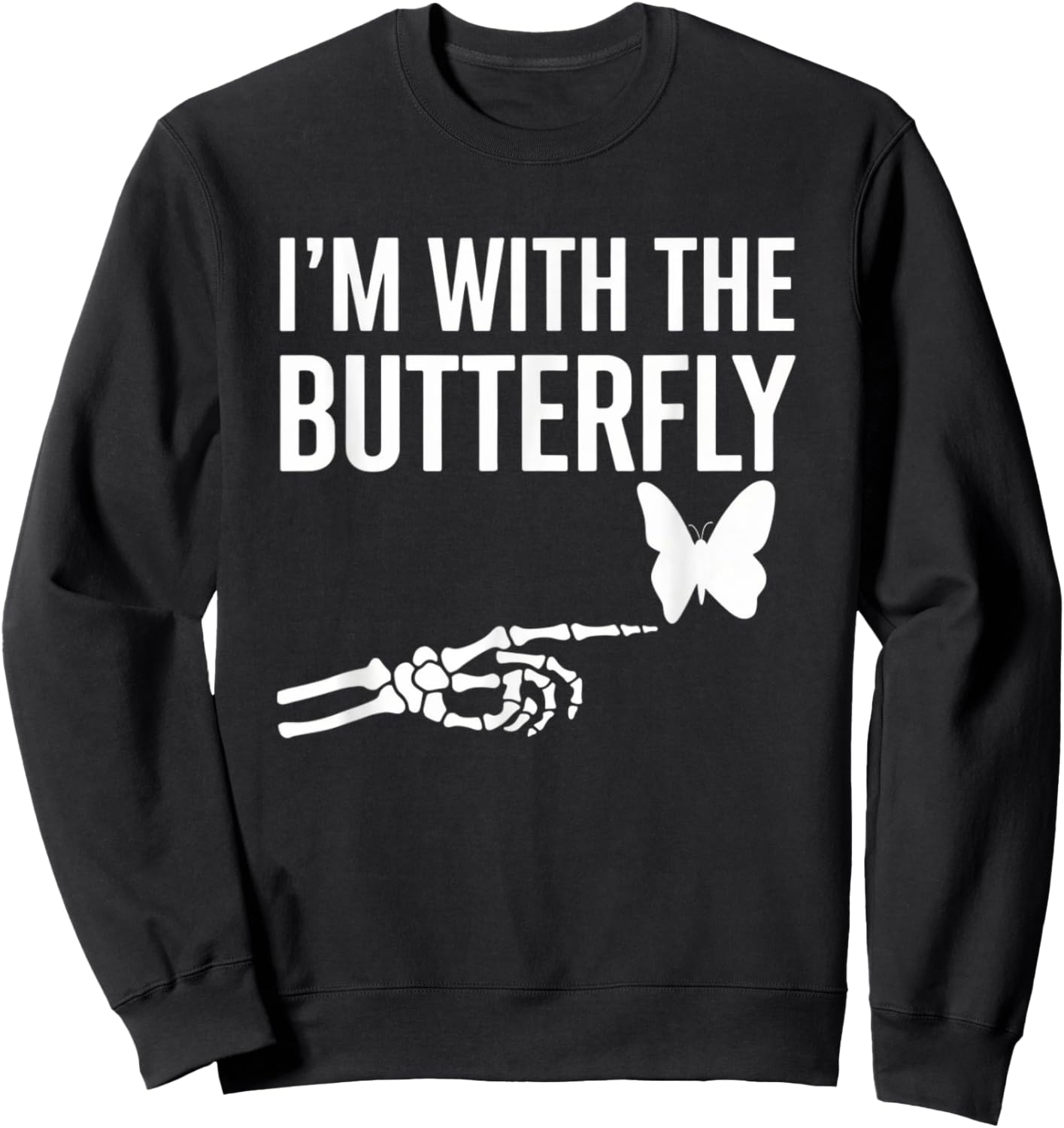 I'm With Butterfly Halloween Costume Couples Matching Gifts Sweatshirt - Sweatshirt | Black