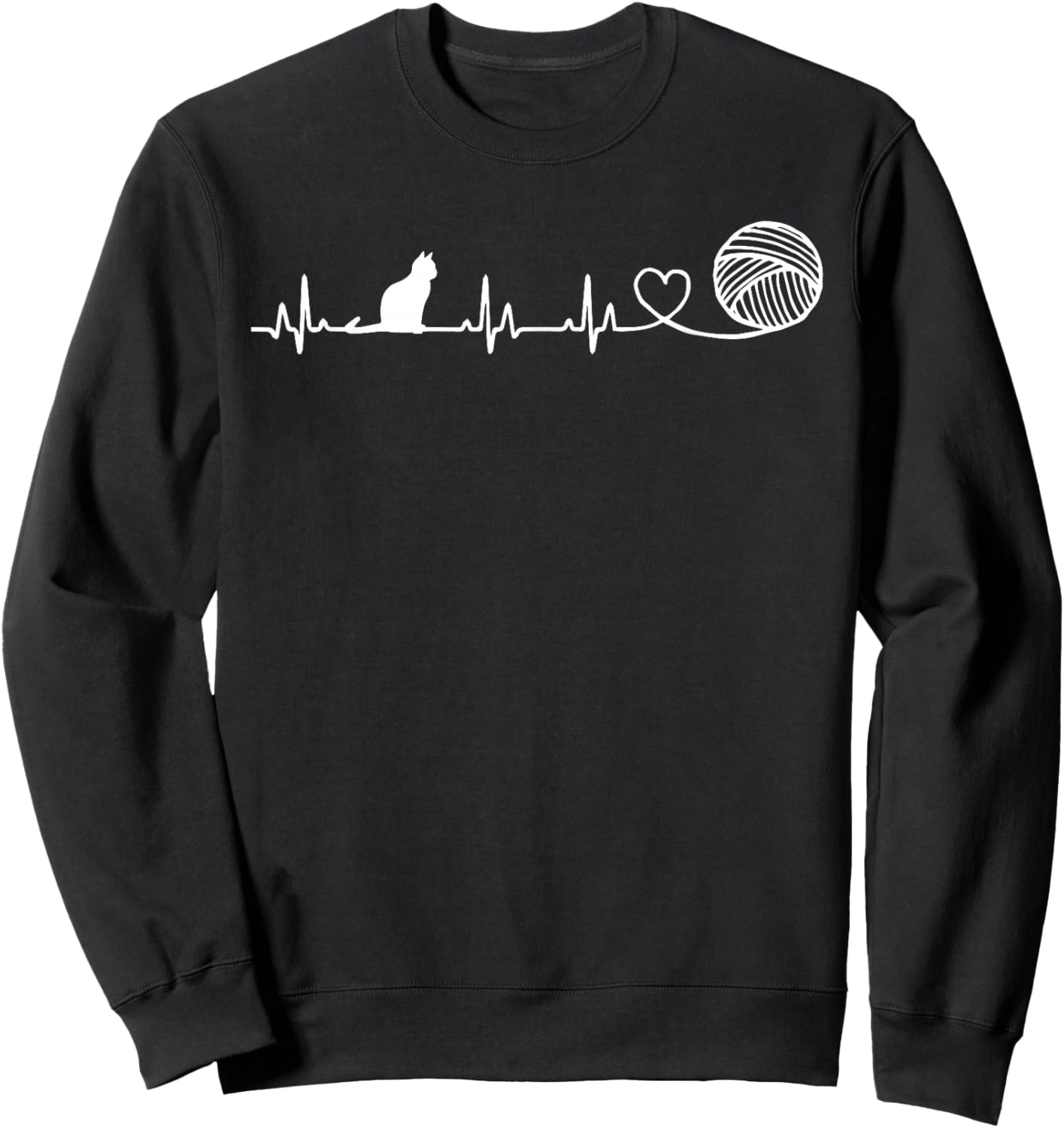 Cats and Crochet Heartbeat for cat Crocheting Lovers Sweatshirt - Sweatshirt | Black